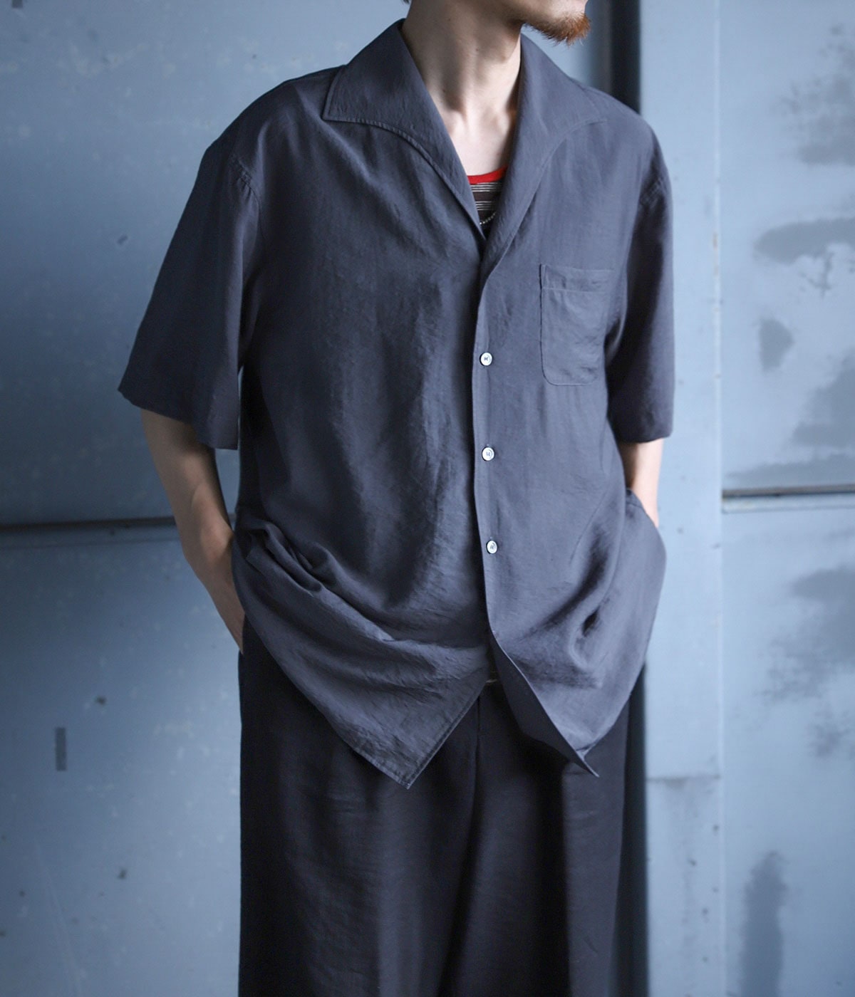 Open Collar S/S Shirt