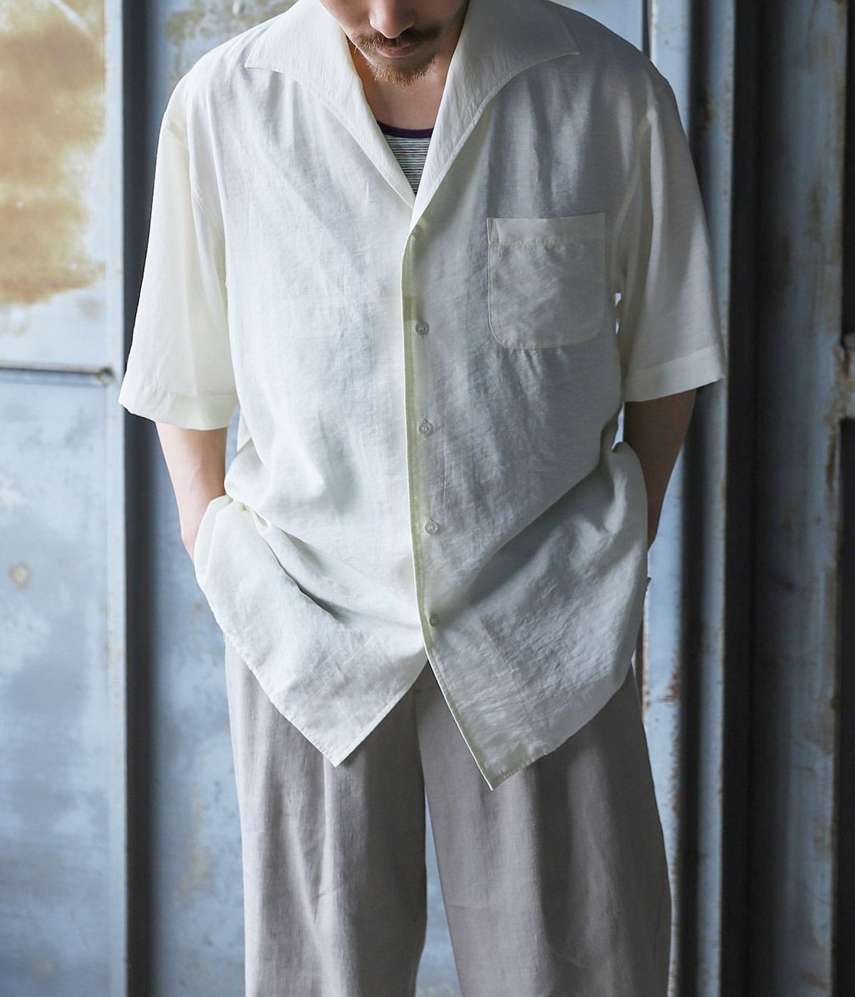 Open Collar S/S Shirt