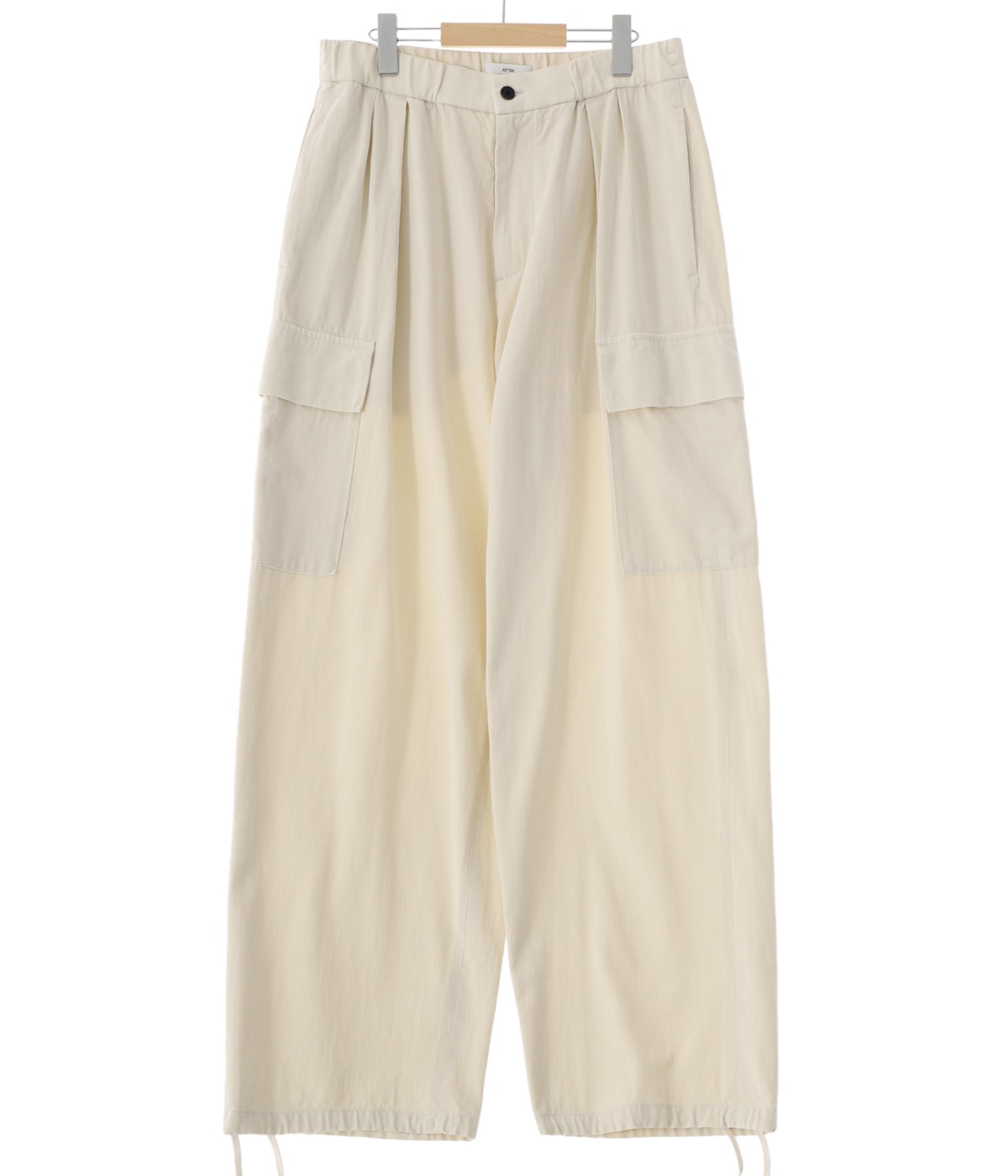 COTTON VOILE SATIN PARATHUTE CARGO PANTS | ATON(エイトン