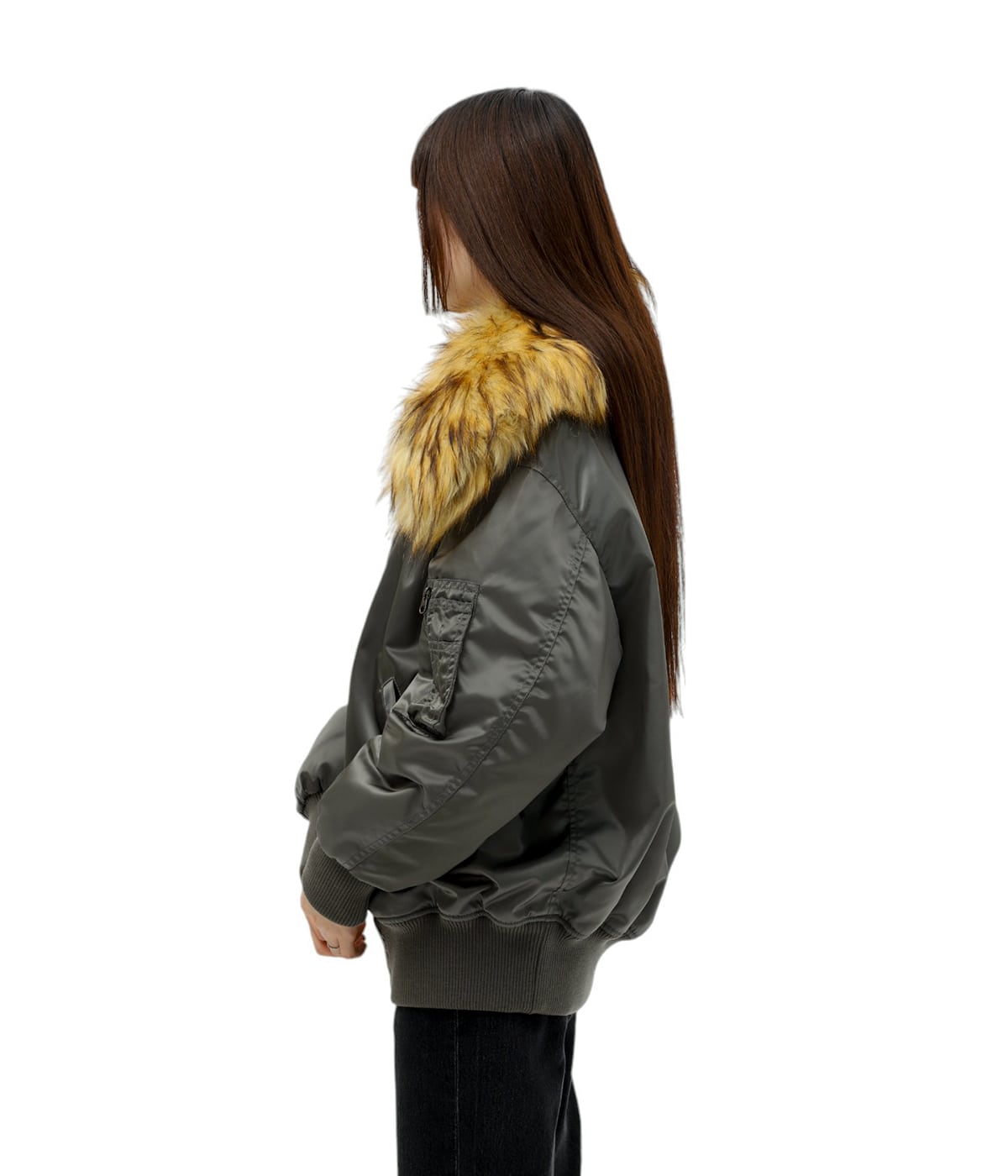 RHODOLIRION ロドリリオンカーキビッグカラーB-15 ジャケット レディース】B-15 Type Big Collar Jacket | RhodolirioN