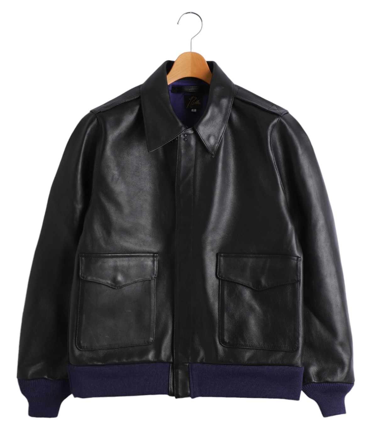 レザージャケット 黒 着丈69cm needles A-2 Jacket - Cowhide Lthr. | NEEDLES(ニードルズ) / アウター