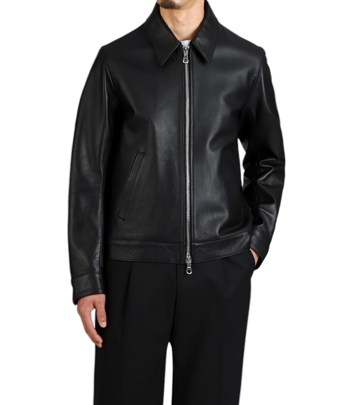【限定値下】cinquanta 46 ヌバックレザー　ジャケット　ブルゾン REGULAR COLLAR ZIP BLOUSON NAPPA NATURA 0.8mm | CINQUANTA