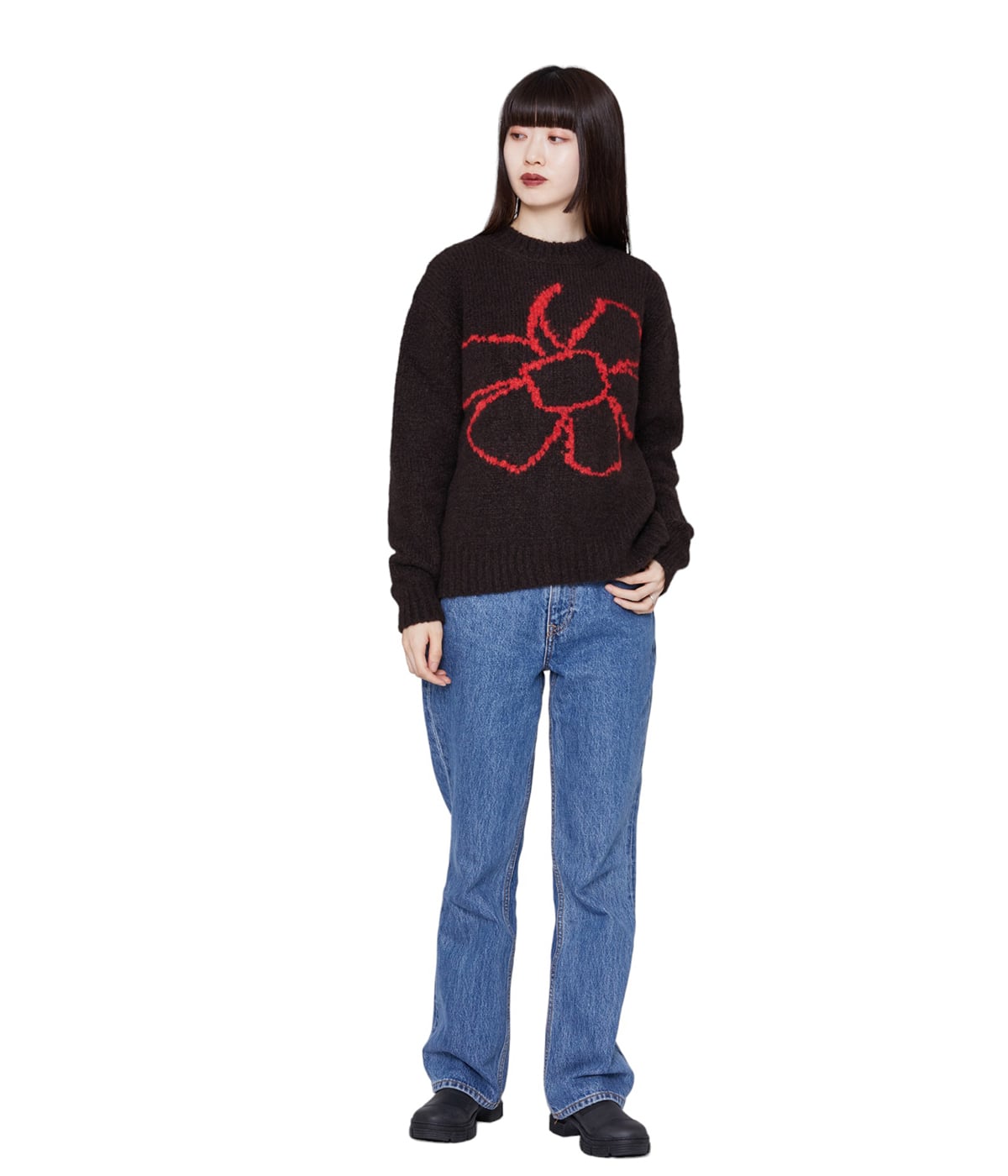 paloma-wool フラワー柄ウールセーター FLOREKE-Soft knitted sweater with flower intarsia on the
