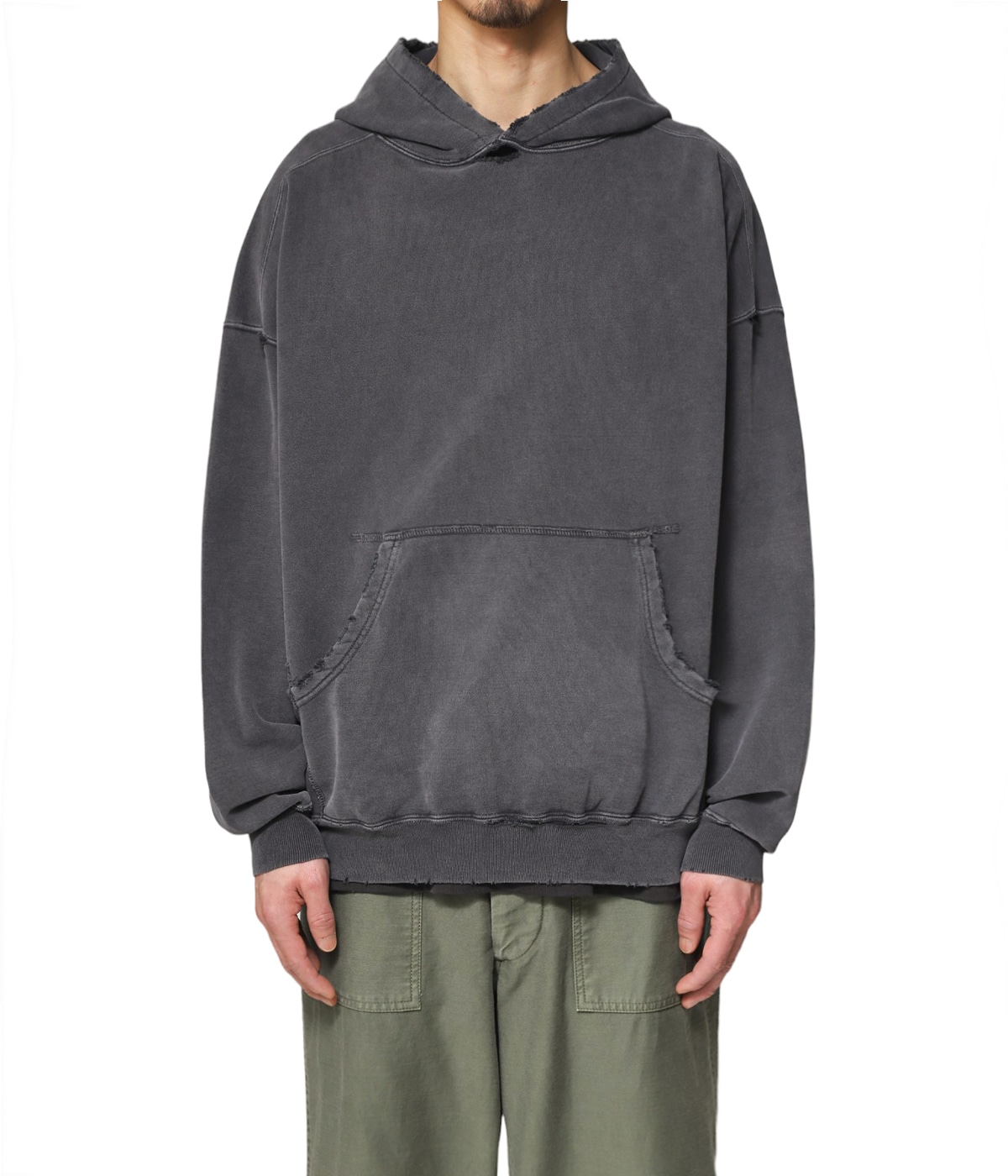 レミレリーフ×フリークスストア　ダメージ加工パーカー　チャコールグレー　美品 レミレリーフ×フリークスストア ダメージ加工パーカー