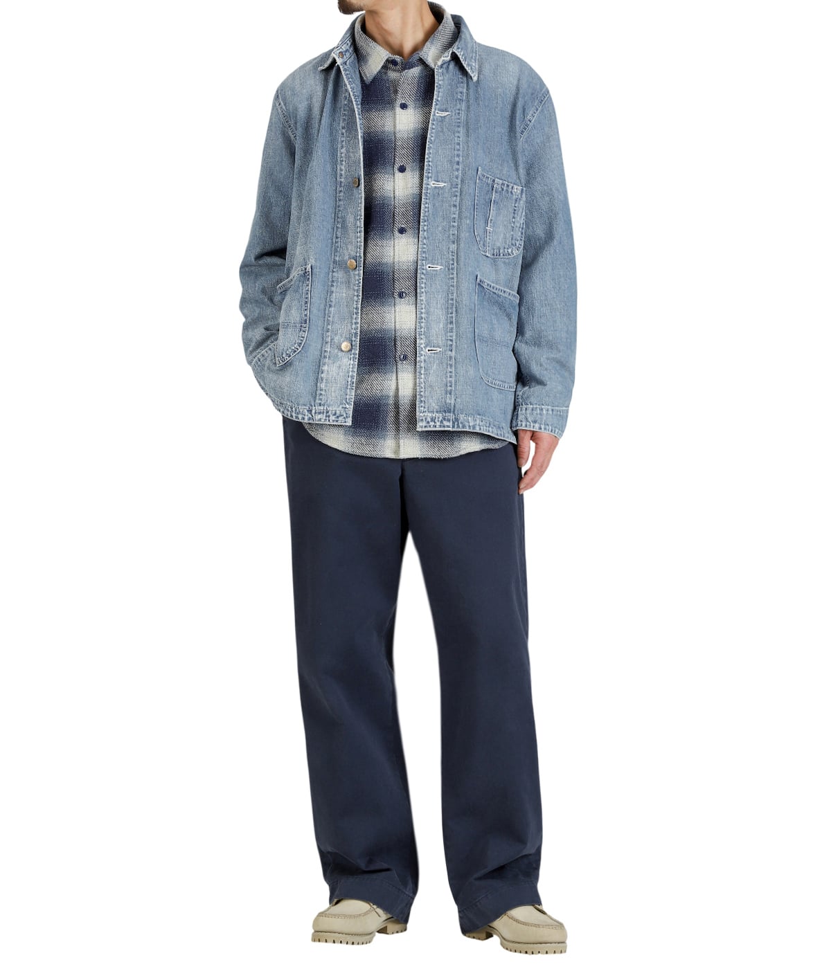 9.5oz ネップDENIMカバーオール | REMI RELIEF NAVY LABEL