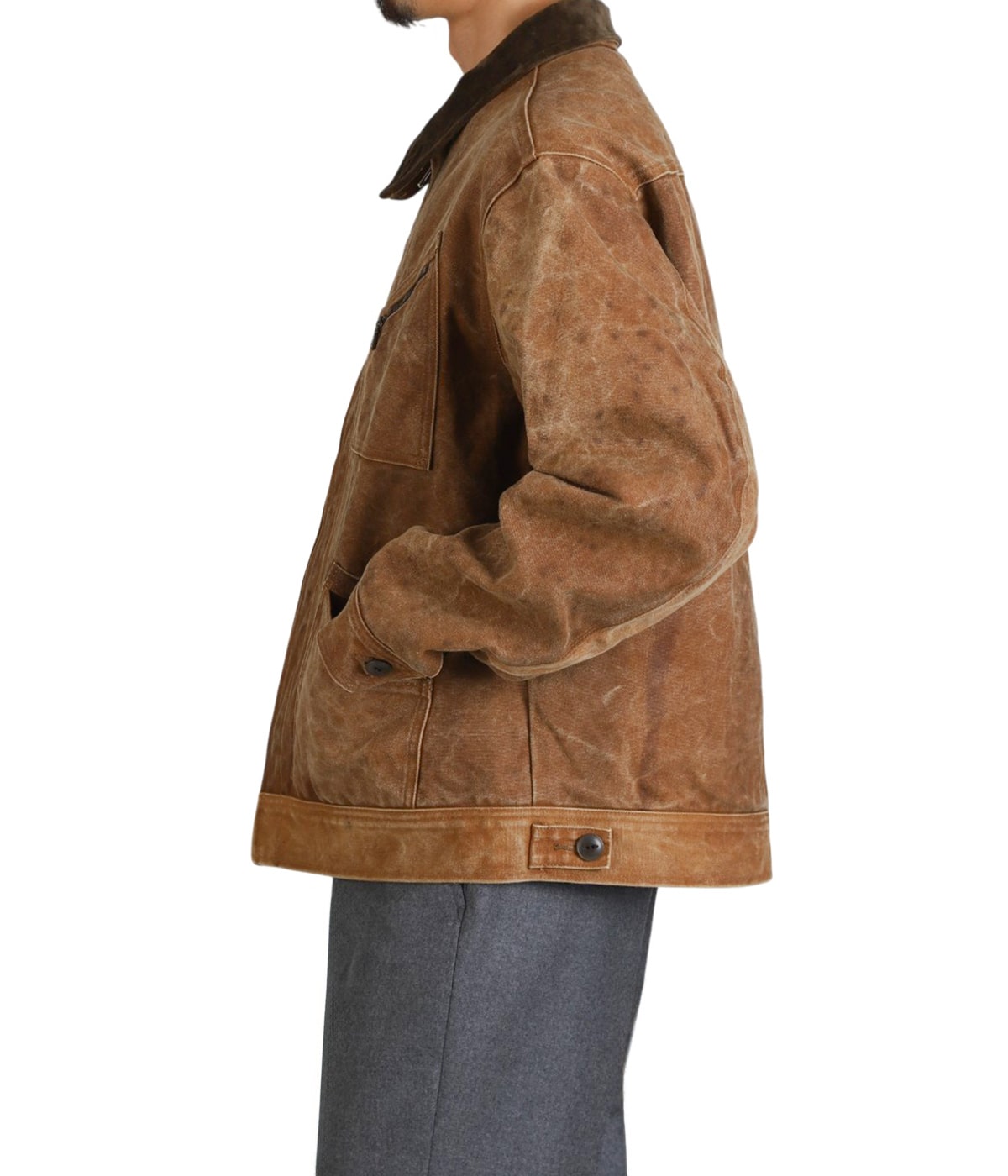 Zipped Work Jacket - Duck Canvas / Kakishibu Paint | NEEDLES