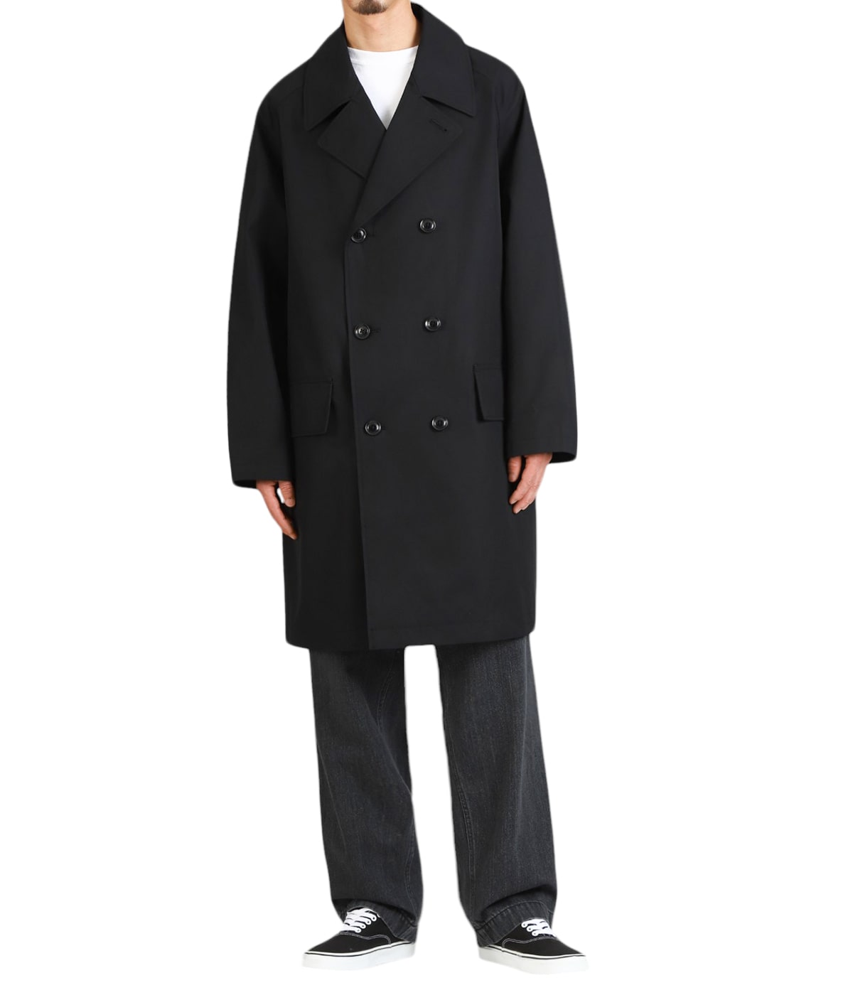 nanamica GORE-TEX Balmacaan Coat ナナミカ　黒 2L Cotton GORE-TEX Double Breasted Coat | nanamica(ナナミカ