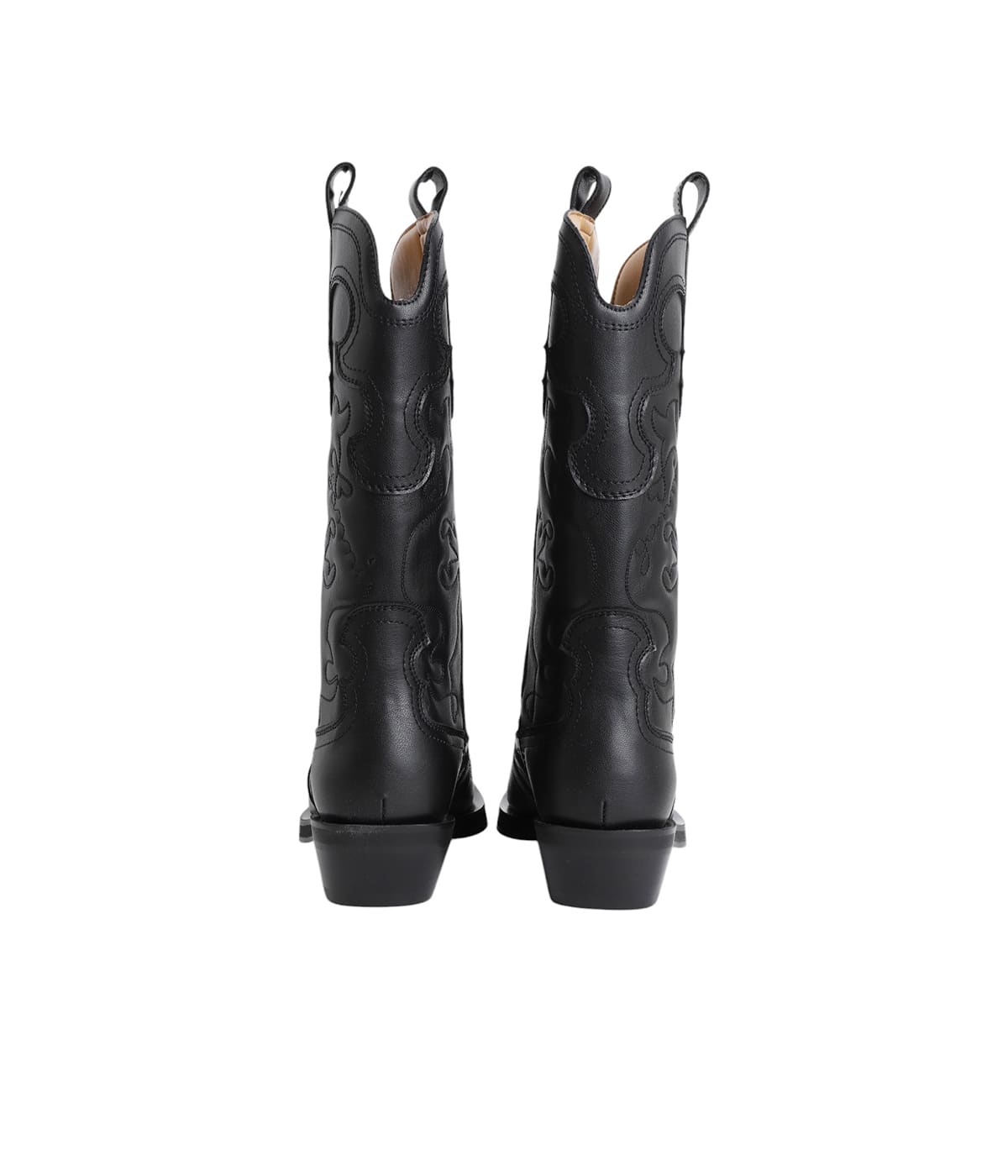 【GANNI】MID SHAFT EMBROIDERED ウエスタン ブーツ/ Black Black/Black Black Mid Shaft Embroidered Western Boots