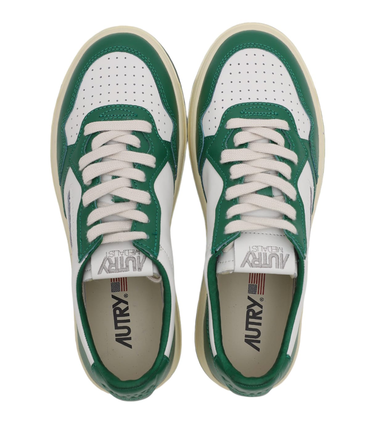 【AUTRY / オートリー】MEDALIST LOW 37 Autry Medalist Low Sneakers In White And Green Leather
