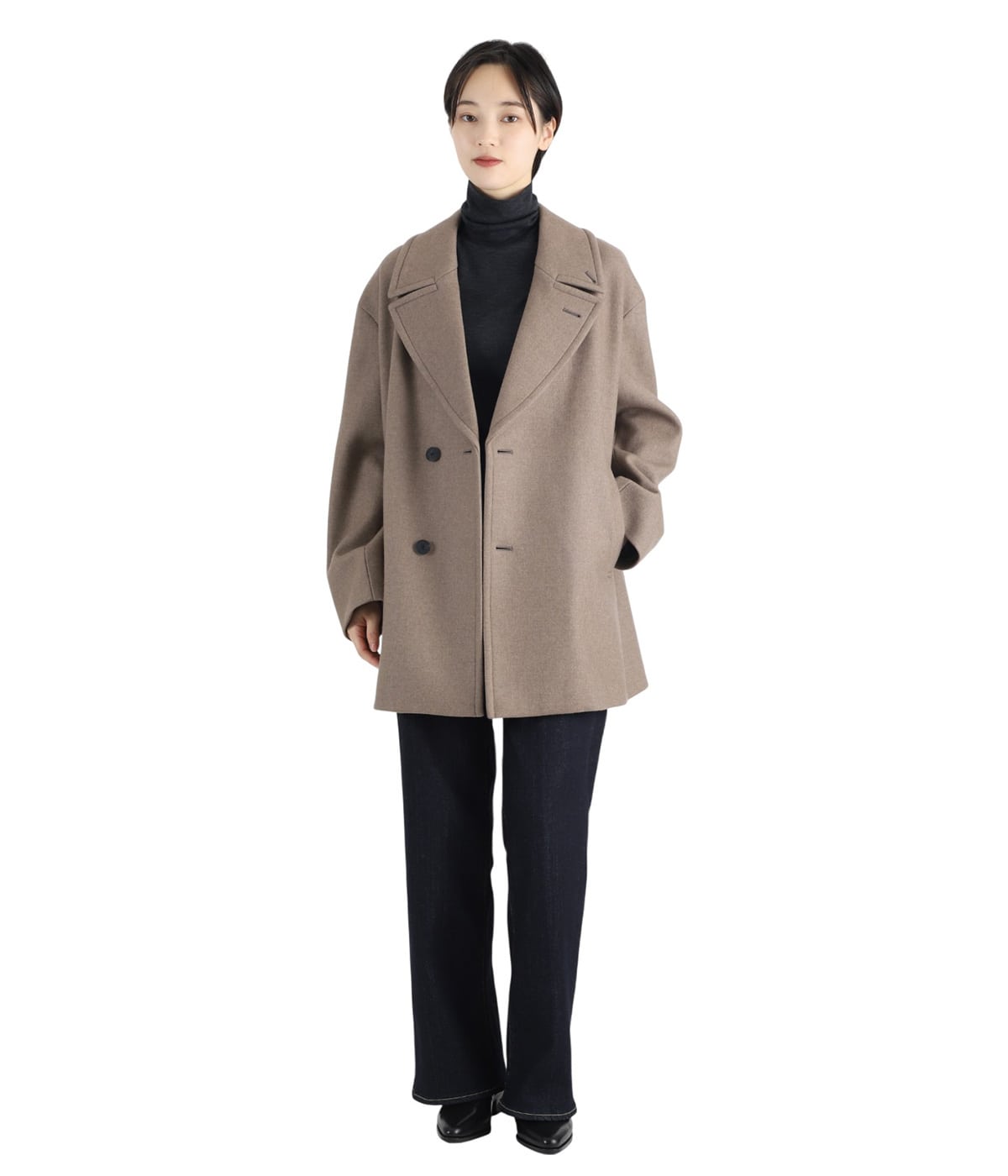 レディース】SUPER 120S DOUBLE MELTON SEMI DOUBLE SHORT COAT | ATON