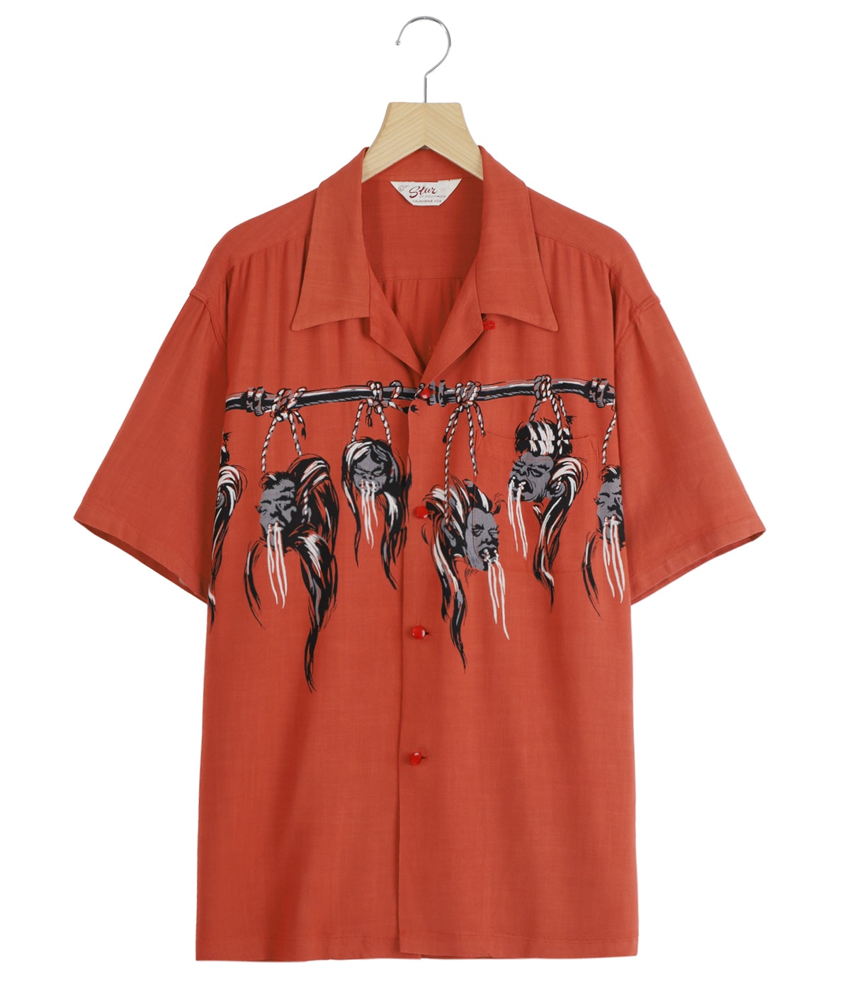 SHRUNKEN HEAD“ HOPSACK RAYON S/S OPEN SHIRT | STAR OF HOLLYWOOD