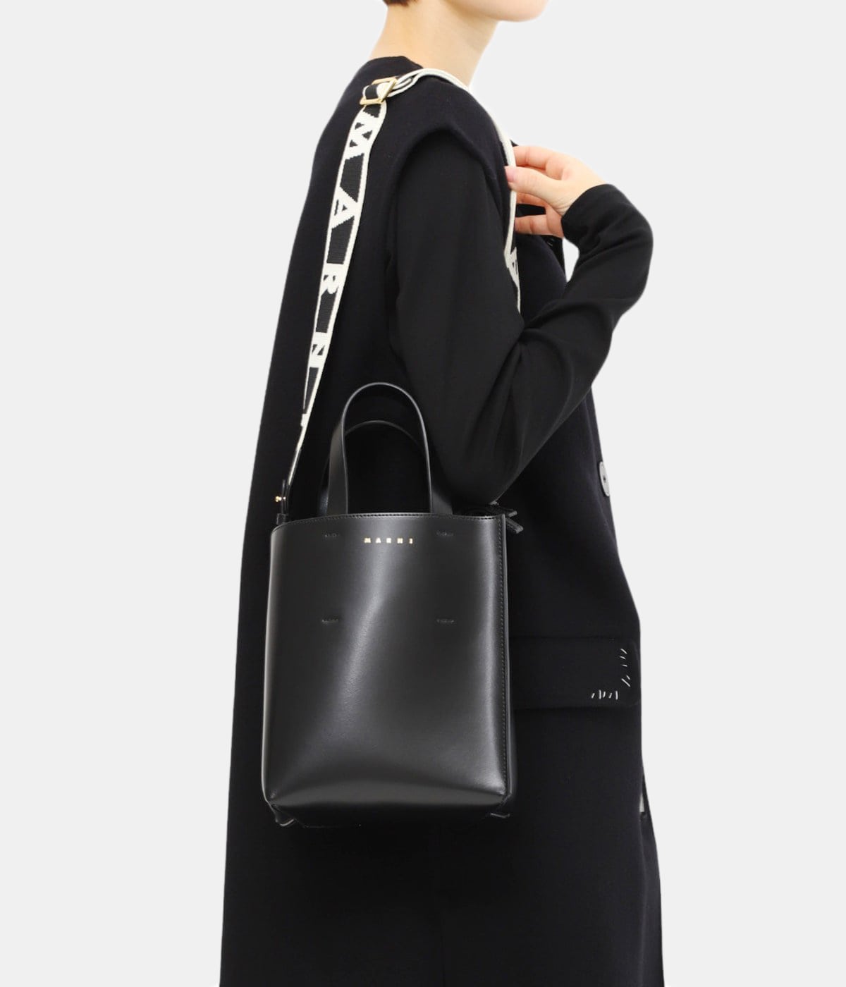 トートバッグ MARNI Black Leather Mini Museo Handbag Museo Mini Bag in black leather | Marni