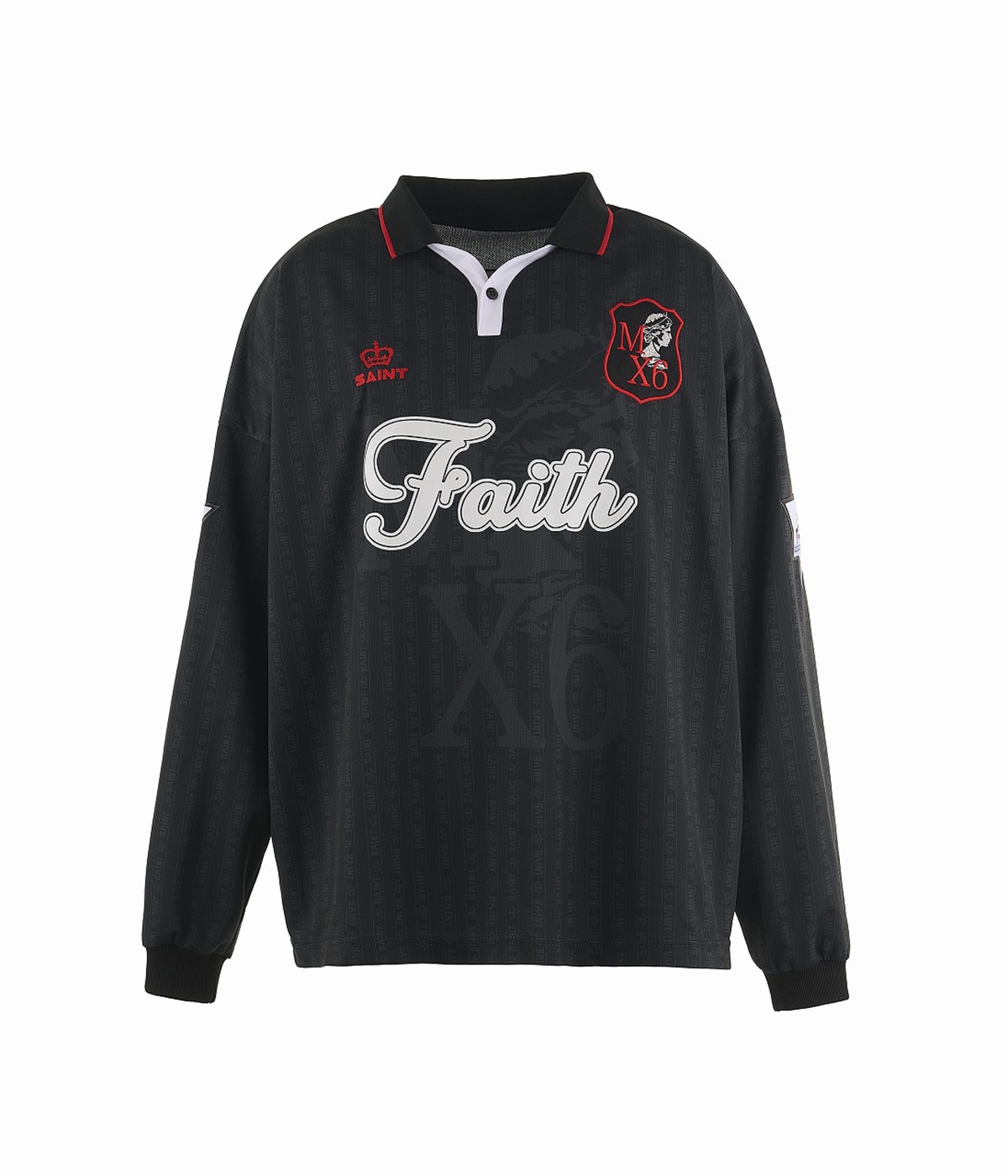 saint Faith ポロシャツ Mサイズ 黒 SOCCER SHIRT/FAITH | SAINT Mxxxxxx(セント マイケル
