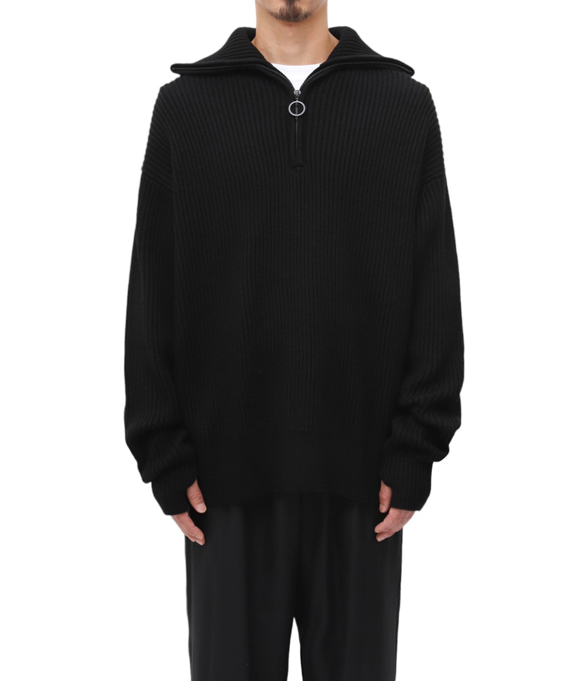 BOW 5GG FISHERMAN RIB KNIT HALF ZIP JUMPER | STUDIO