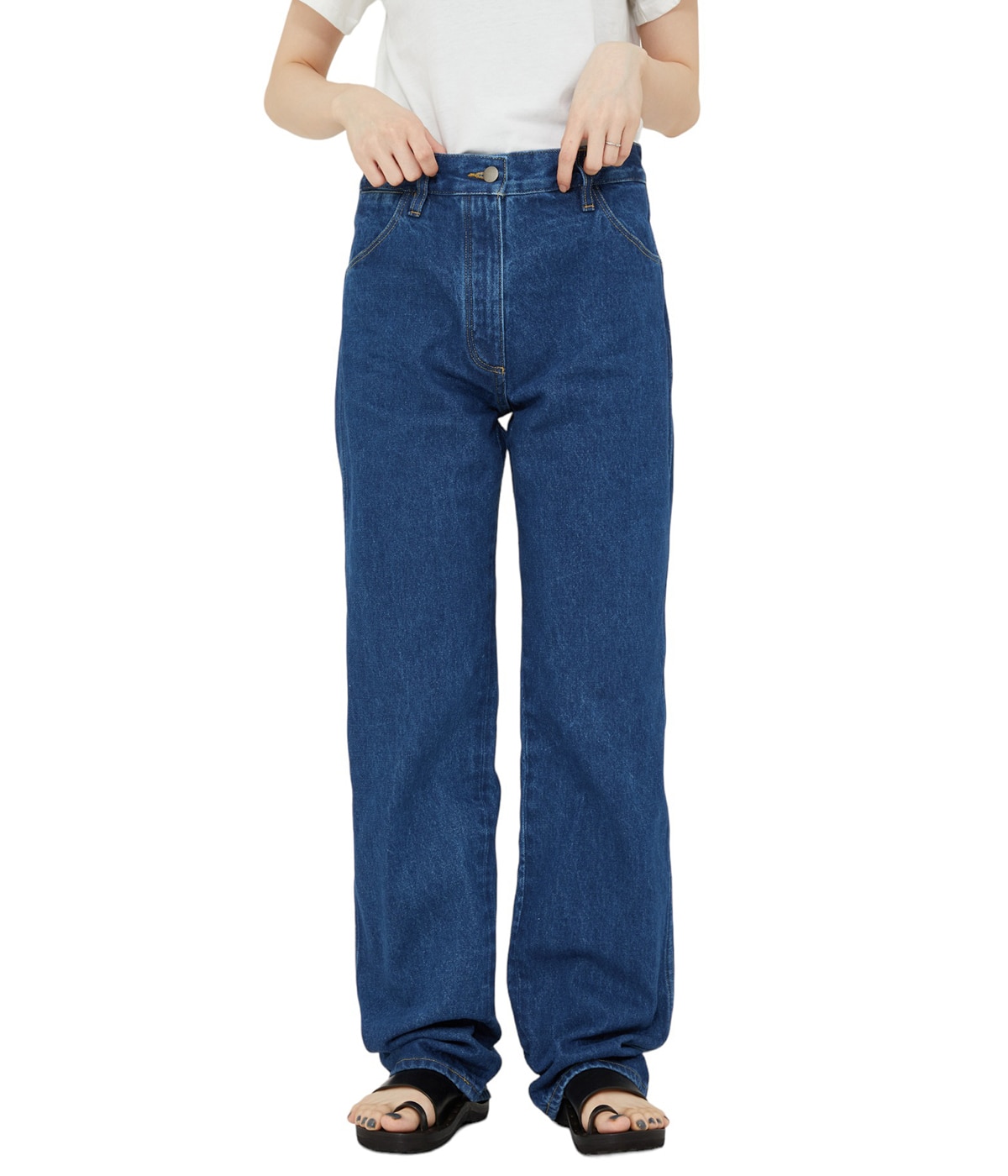 ★STUDIO NICHOLSON★スリムフィット デニム パンツ レディース】WASHED DENIM SLIM PANT | STUDIO NICHOLSON