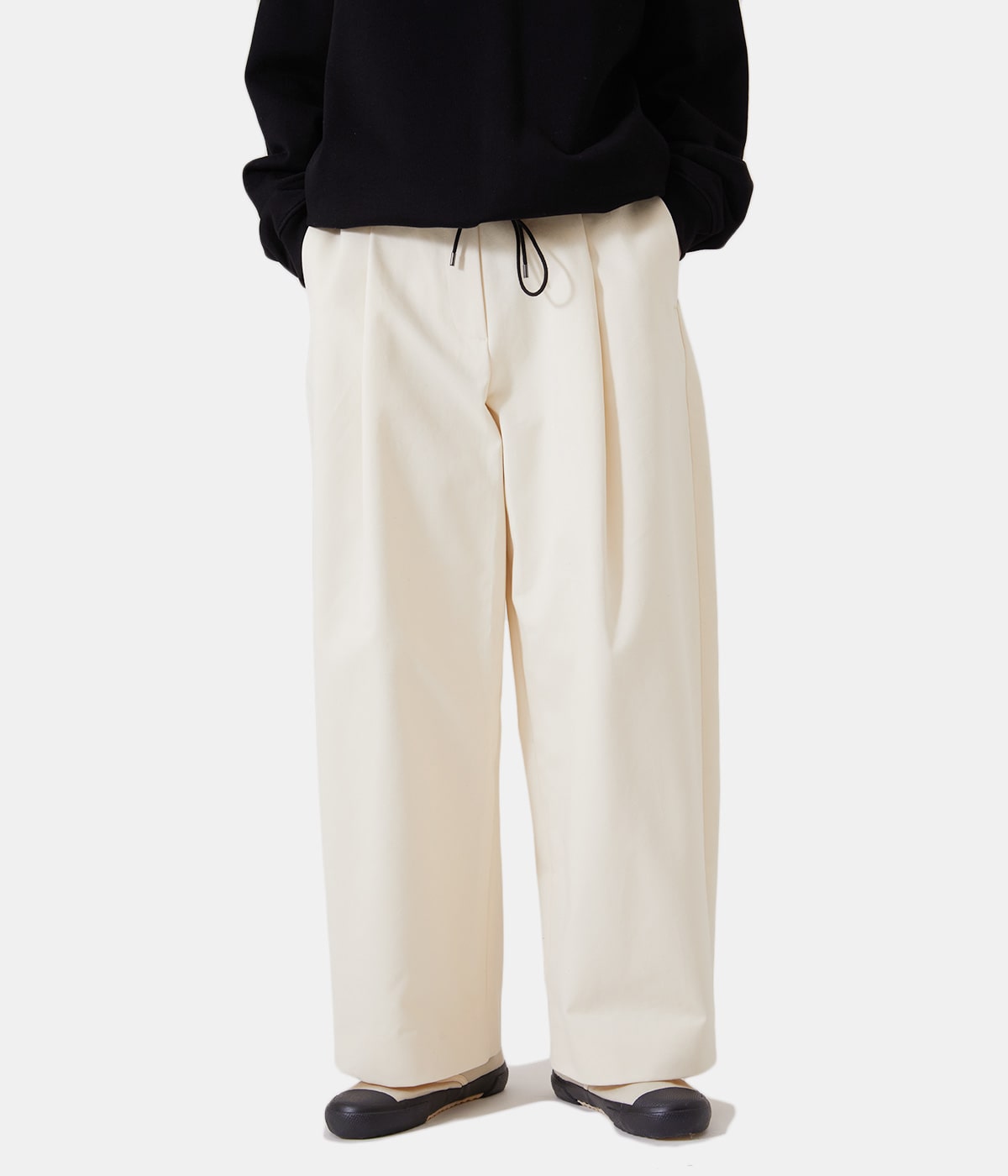 studionicholson/volume pants/ミルク色 レディース】PEACHED COTTONTWILL VOLUME PANTS | STUDIO