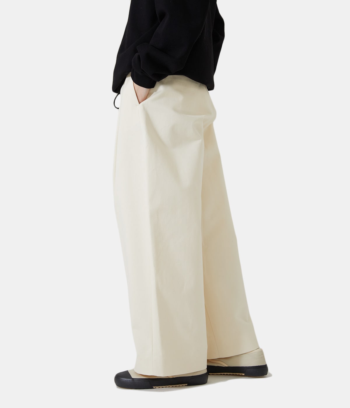 【ひなたさま専用】スタジオニコルソン パンツ 白 チノスラックス レディース】PEACHED COTTONTWILL VOLUME PANTS | STUDIO