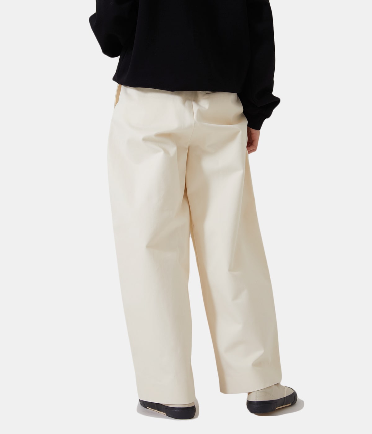 studionicholson/volume pants/ミルク色 レディース】PEACHED COTTONTWILL VOLUME PANTS | STUDIO