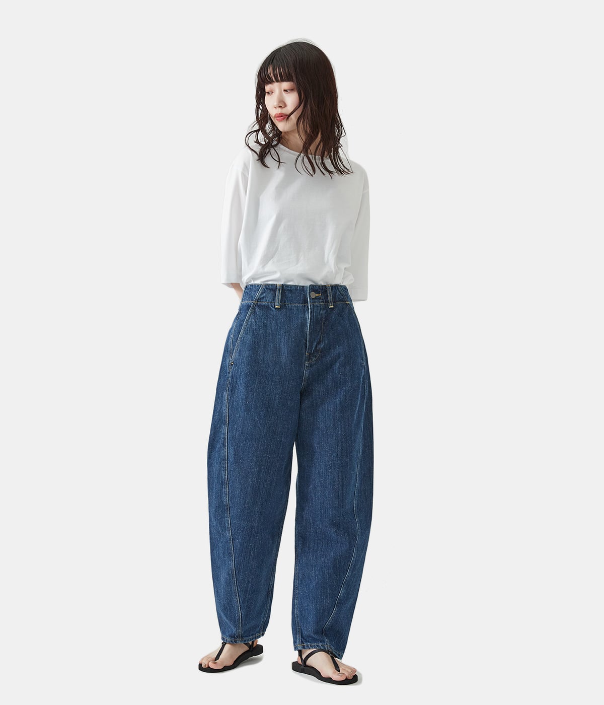 レディース】ENZYME WASHED VOLUME LEG DENIM PANT(AKERMAN