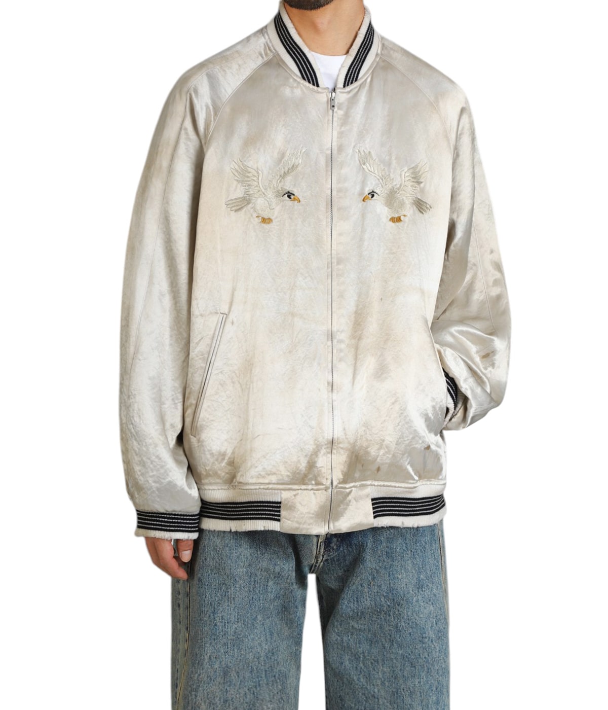 ビ*ー様 50s satin souvenir jacket ヴィンテージ　スカ VINTAGE SATIN / VELVET REVERSIBLE ZIP JACKET | ssstein