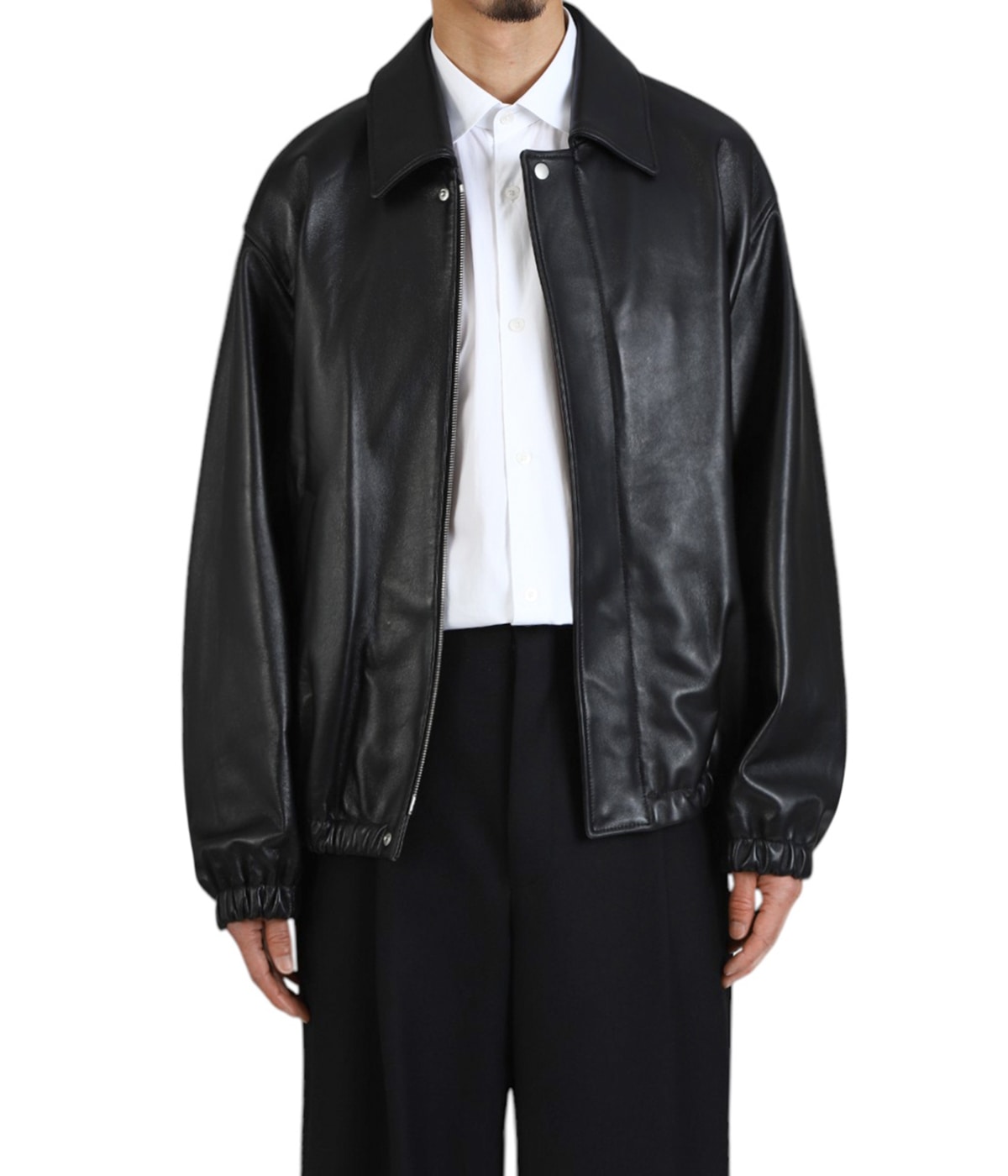 ジャケット・アウター stein 25SS LEATHER ZIP SHORT JACKET L ssstein(シュタイン)/LEATHER ZIP SHORT JACKET/BLACK CONCRETE