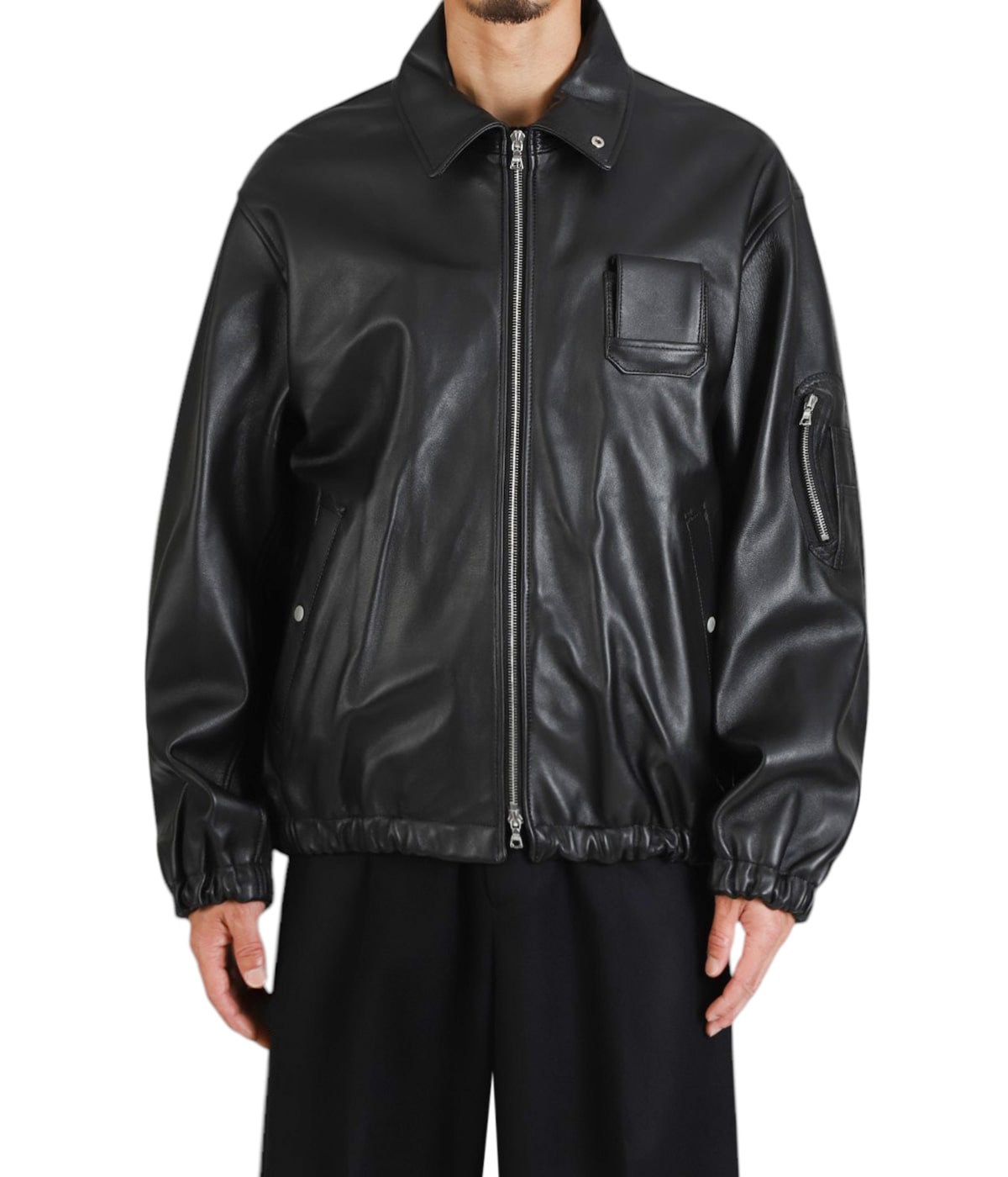 sssstein SHEEP LEATHER FLIGHT JACKET レザー ssstein | シュタイン SHEEP LEATHER FLIGHT JACKET(BLACK
