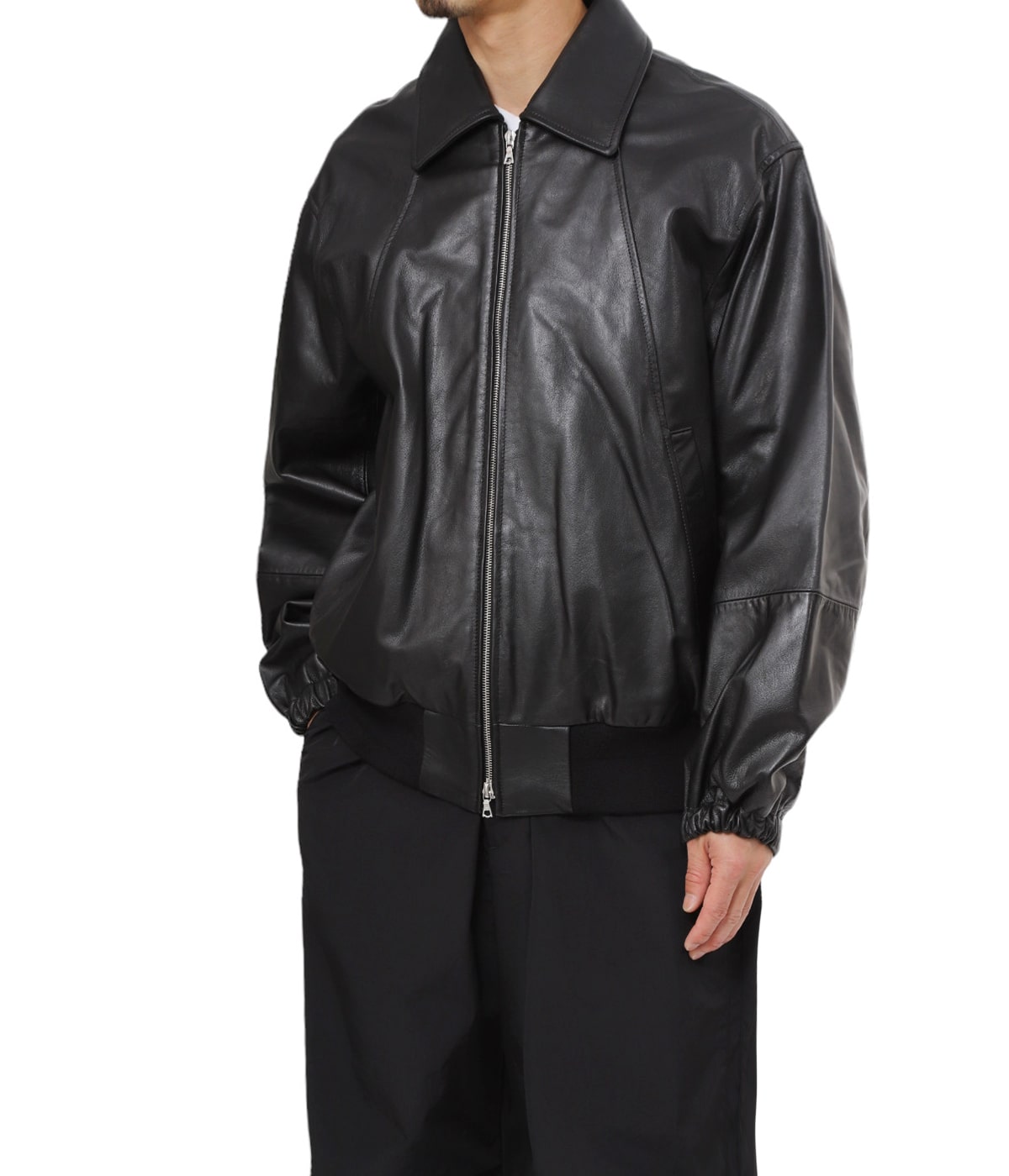 ESTNATION 羊革 立ち襟 W-ZIP レザージャケット ブラック L LEATHER ZIP SHORT JACKET | ssstein(シュタイン) / アウター