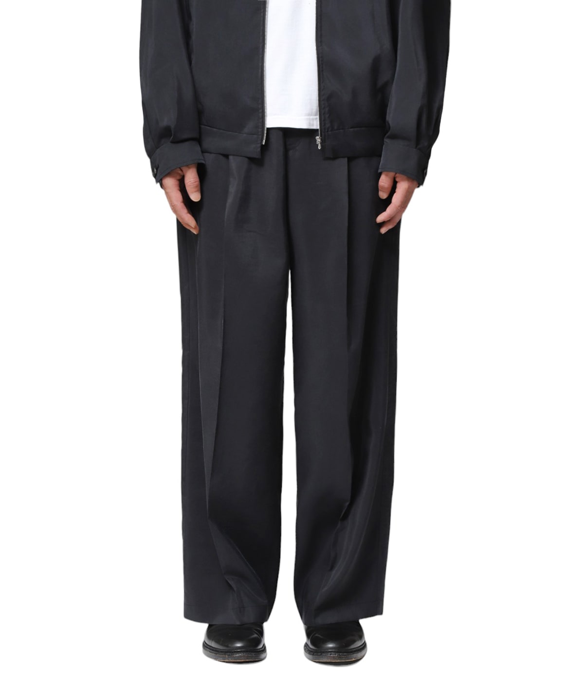 パンツ W/SI Satin Twist Seam Wide Easy Trousers ssstein(シュタイン)/TWIST SEAM WIDE EASY TROUSERS/BLACK 通販