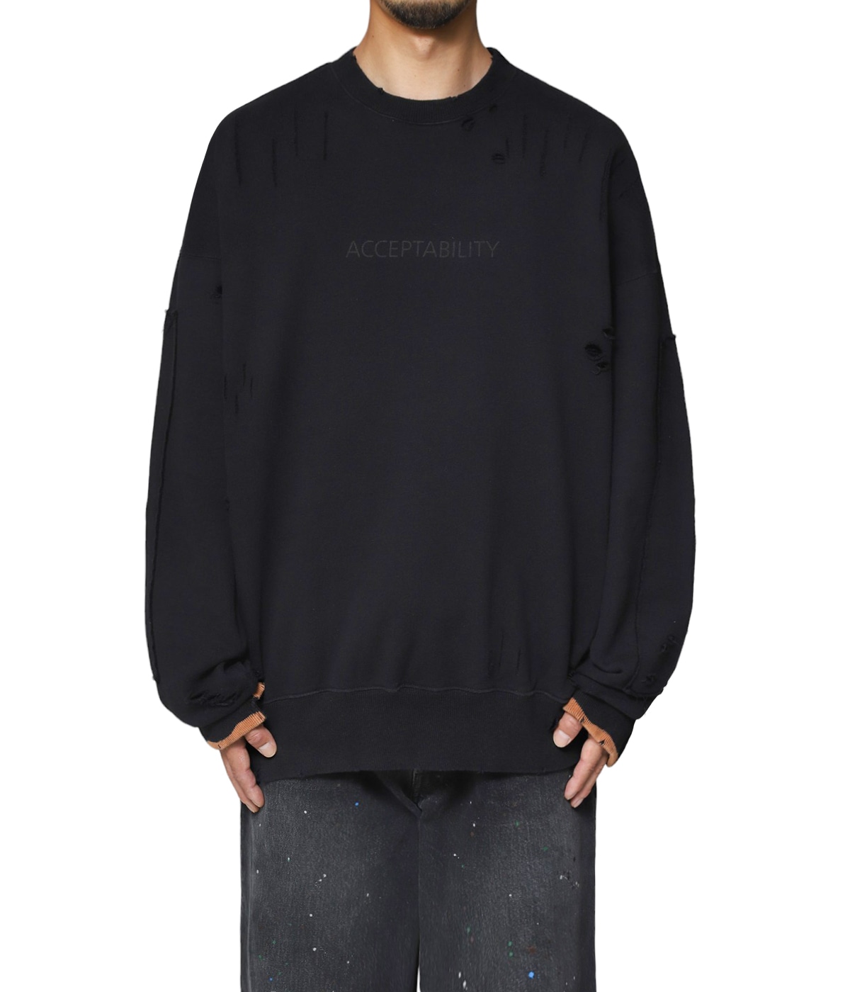 【stein】OVERSIZED REBUILD SWEAT LS ブラック S stein / シュタイン】OVERSIZED REBUILD SWEAT LS - BLACK