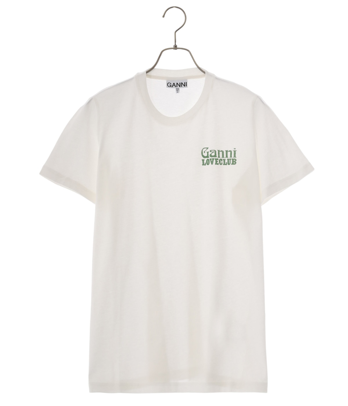 Ganni tシャツ　ラブクラブ　LOVECLUBプリント  ホワイト Ganni T-Shirt LOVE CLUB in Bright White | GRUENER.AT