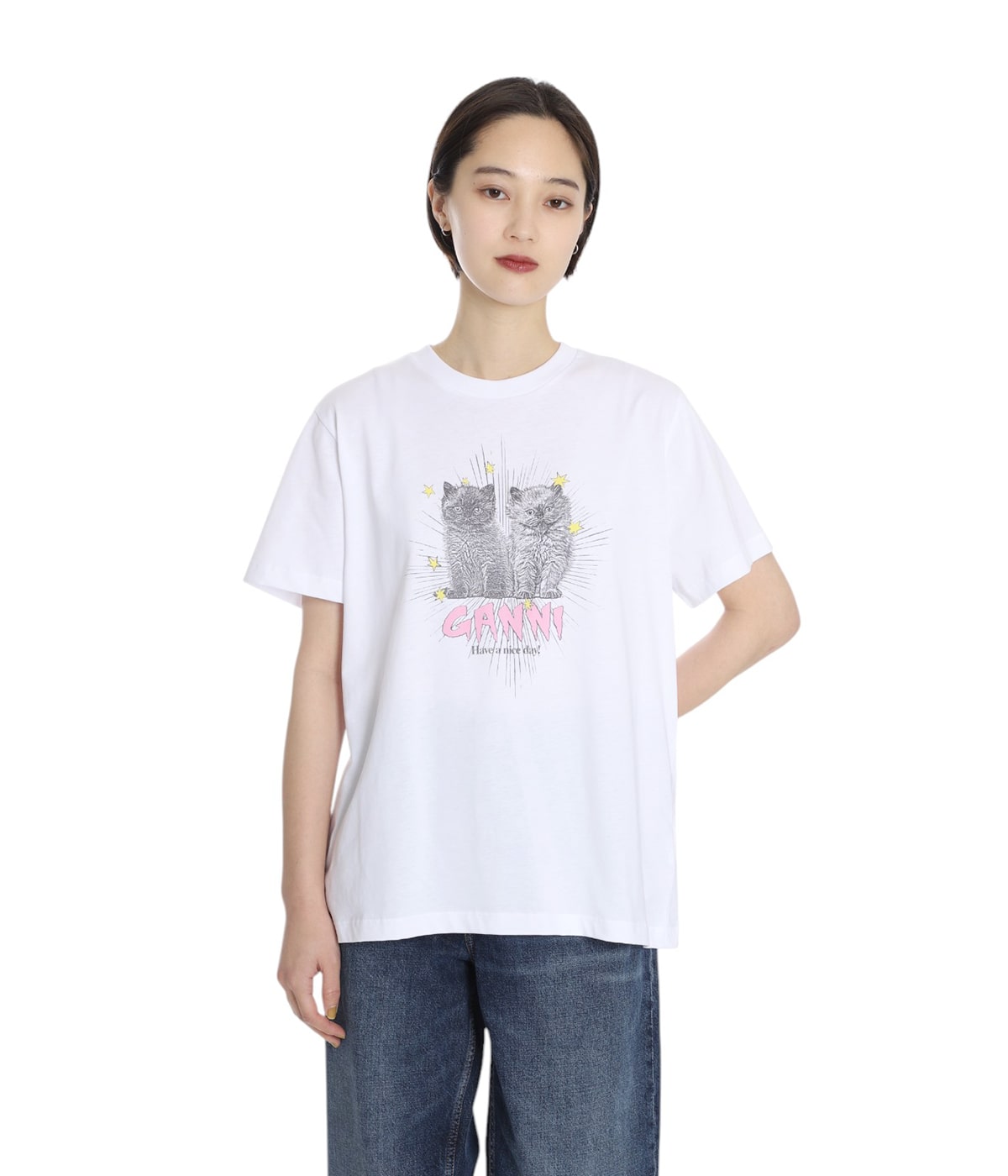レディース】Basic Jersey Kittens Relaxed T-shirt | GANNI