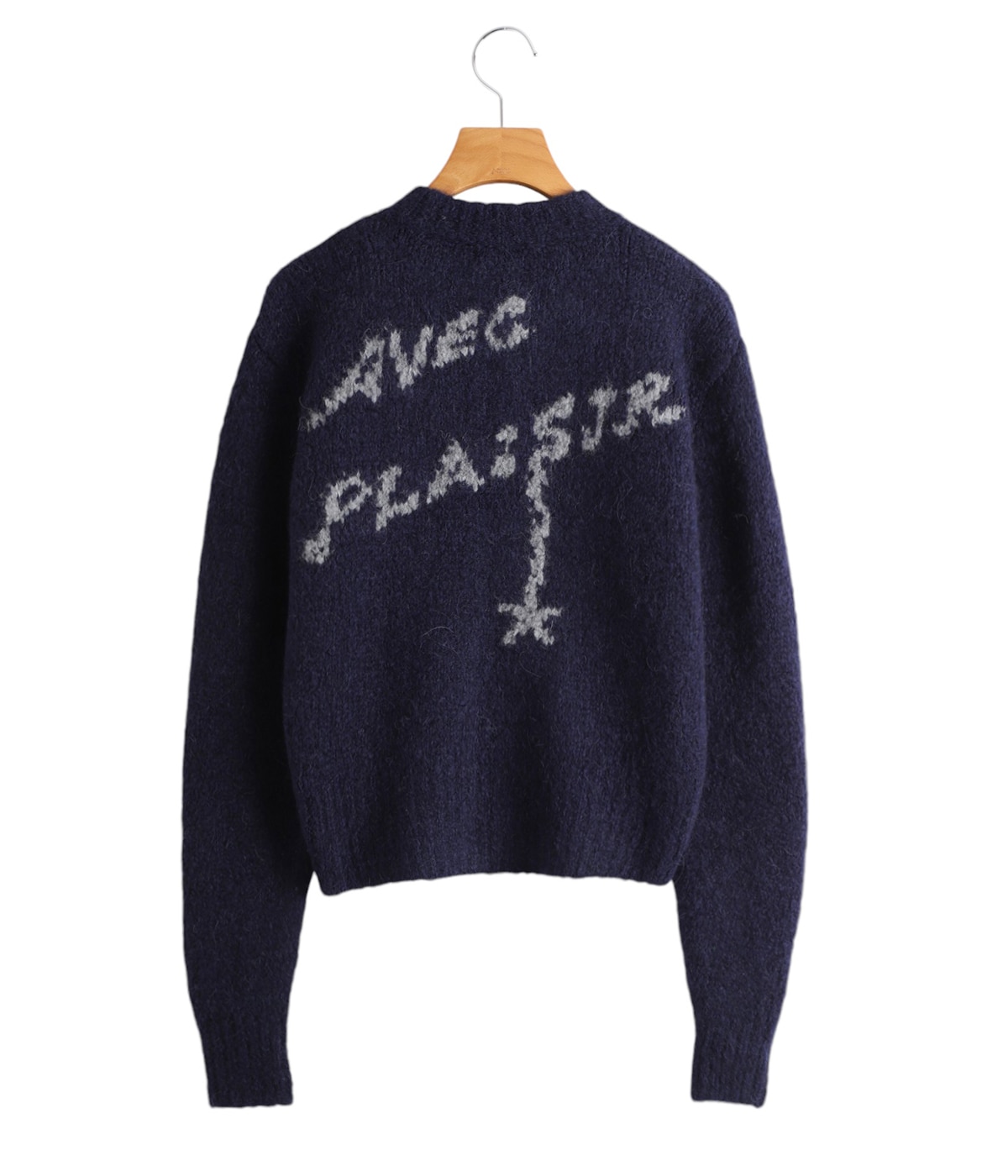 【関税込み】Paloma Wool ネイビー Plaisir ジップセーター PLAISIR-Knitted cardigan with 'avec plaisir' intarsia on the