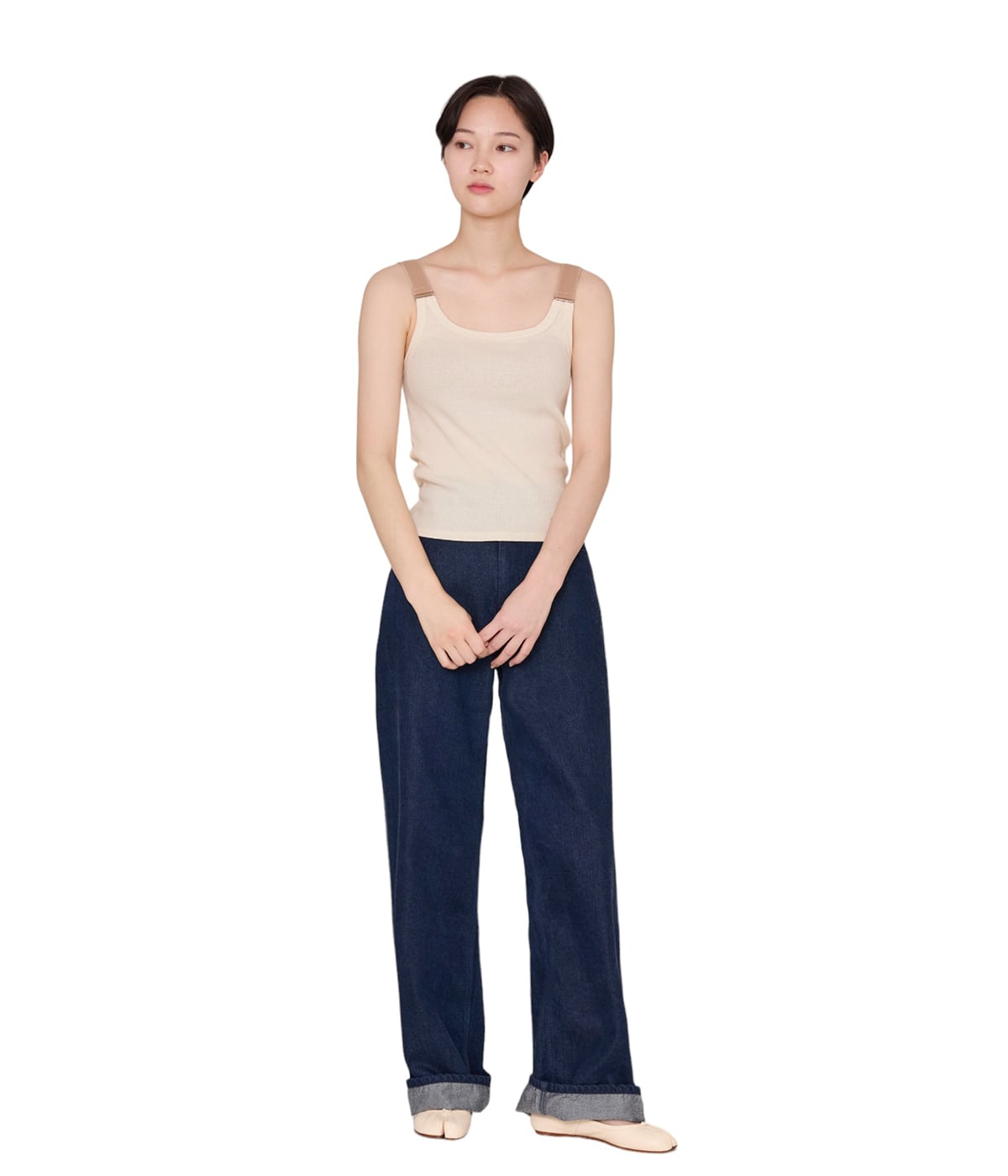 トップス baserange Suspend Tank RecycledCottonRib Baserange Recycled Cotton Rib Suspend Tank - Undyed