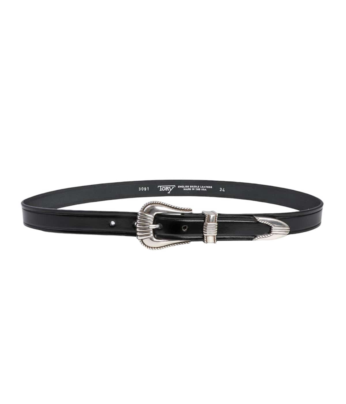 極美品 aLORS paris レザーベルト ベルト 3連 ゴールド ブラック TORY LEATHER】3PIECE CREASED SILVER BUCKLE BELT - BLACK