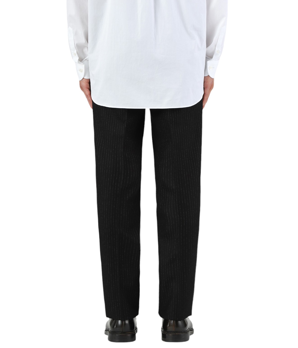 新品　HEUGN TROUSER040 ストライプウールスラックス　ブラック HEUGN(ユーゲン) George CH STRIPEストライプスラックスTROUSER