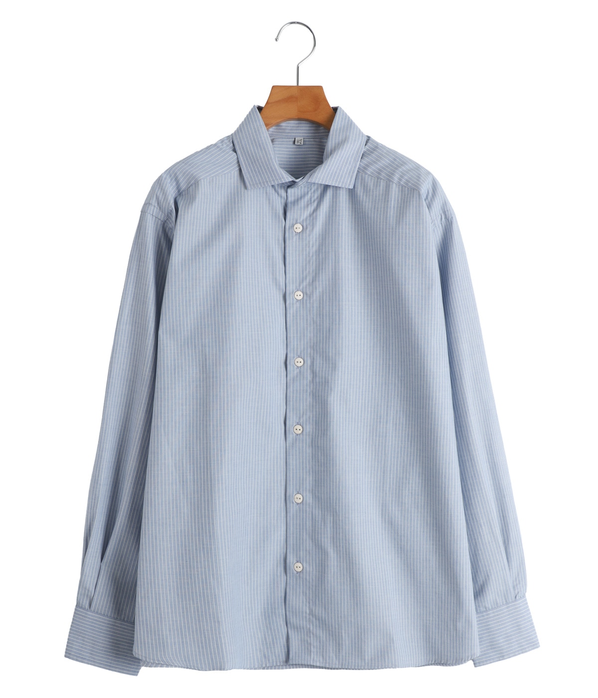 ベースレンジ　BASERANGE　シャツ　ストライプ　ブルー　コットン100 ベースレンジ BASERANGE シャツ ストライプ ブルー コットン100