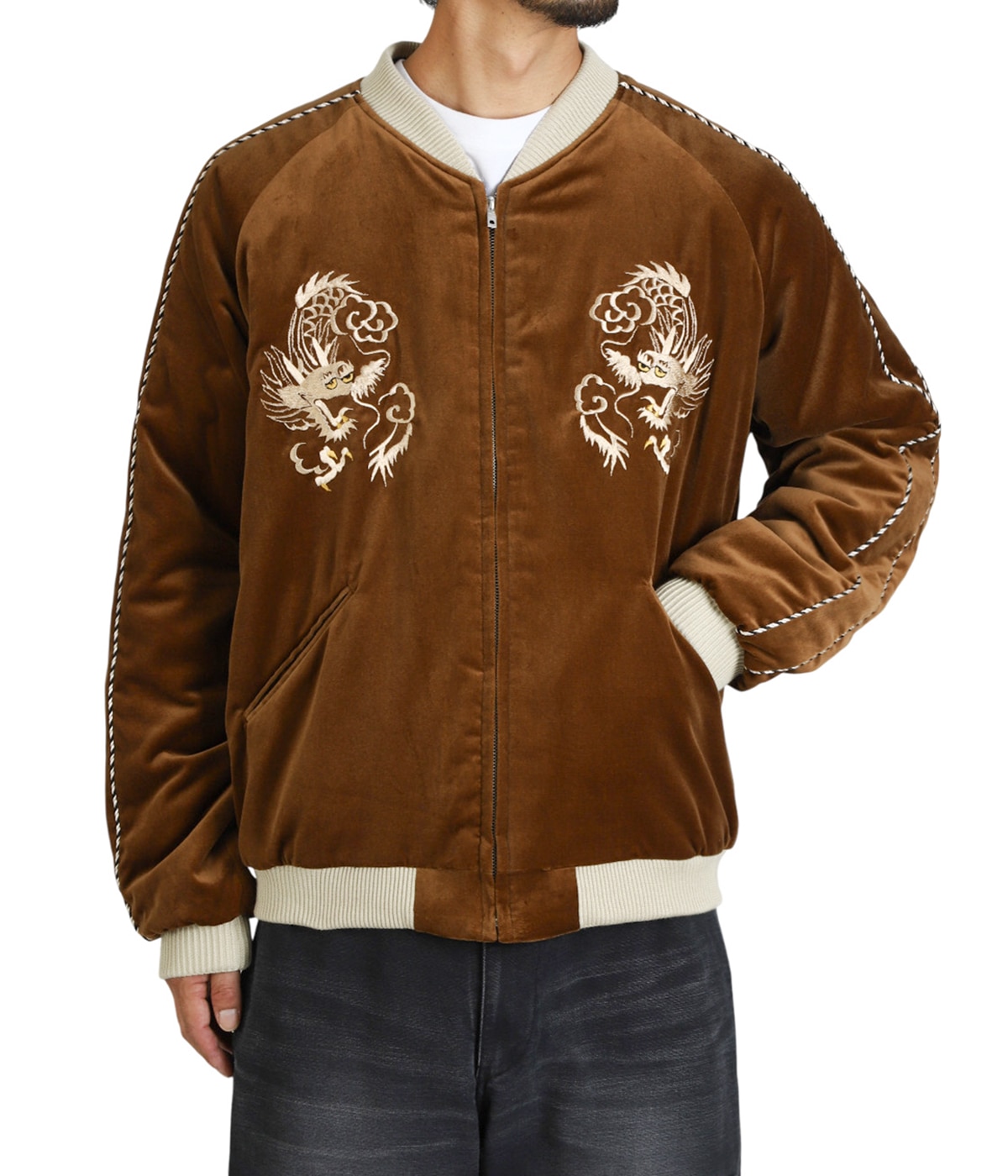 VELVETEEN QUILT SUKA “WHITE DRAGON“דBLACK EAGLE“ | TAILOR TOYO VELVETEEN QUILT SUKA “WHITE DRAGON“דBLACK EAGLE“ | TAILOR TOYO