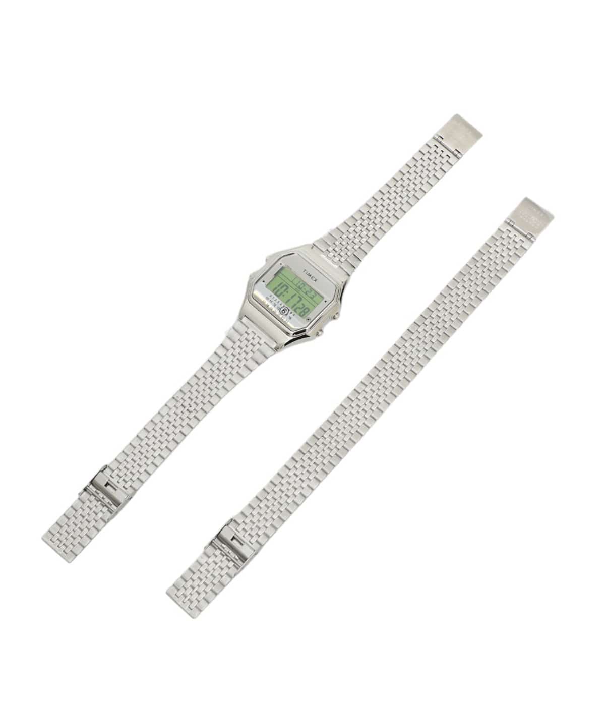 MM6 TIMEX T80 WATCH Extra Bracelet 時計 Maison Margiela MM6 Timex T80 Watch & Bracelet in Silver
