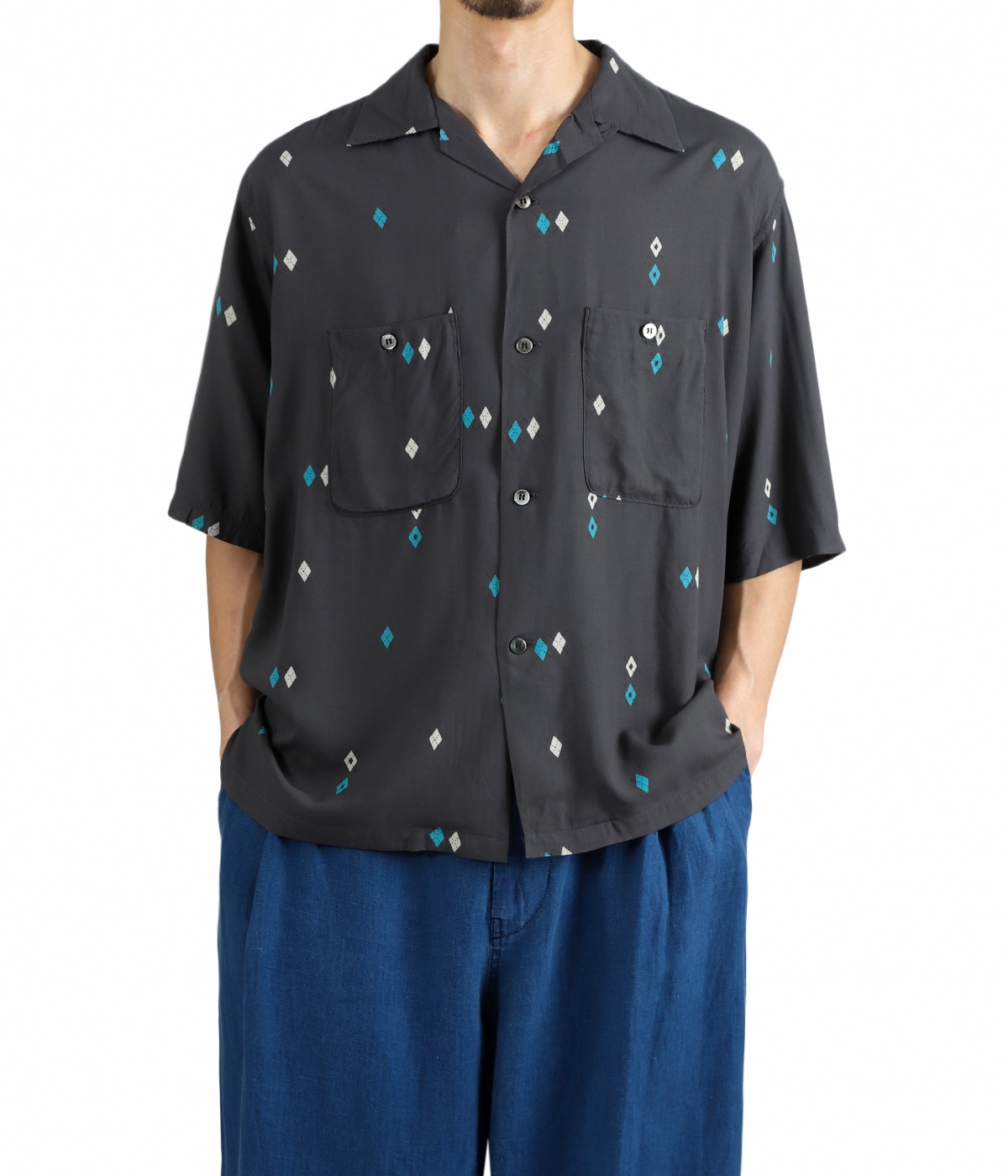 新品 Unlikely 半袖シャツ Lサイズ　アンライクリー Unlikely Rayon Shirts S/S Argyle | Unlikely(アンライクリー