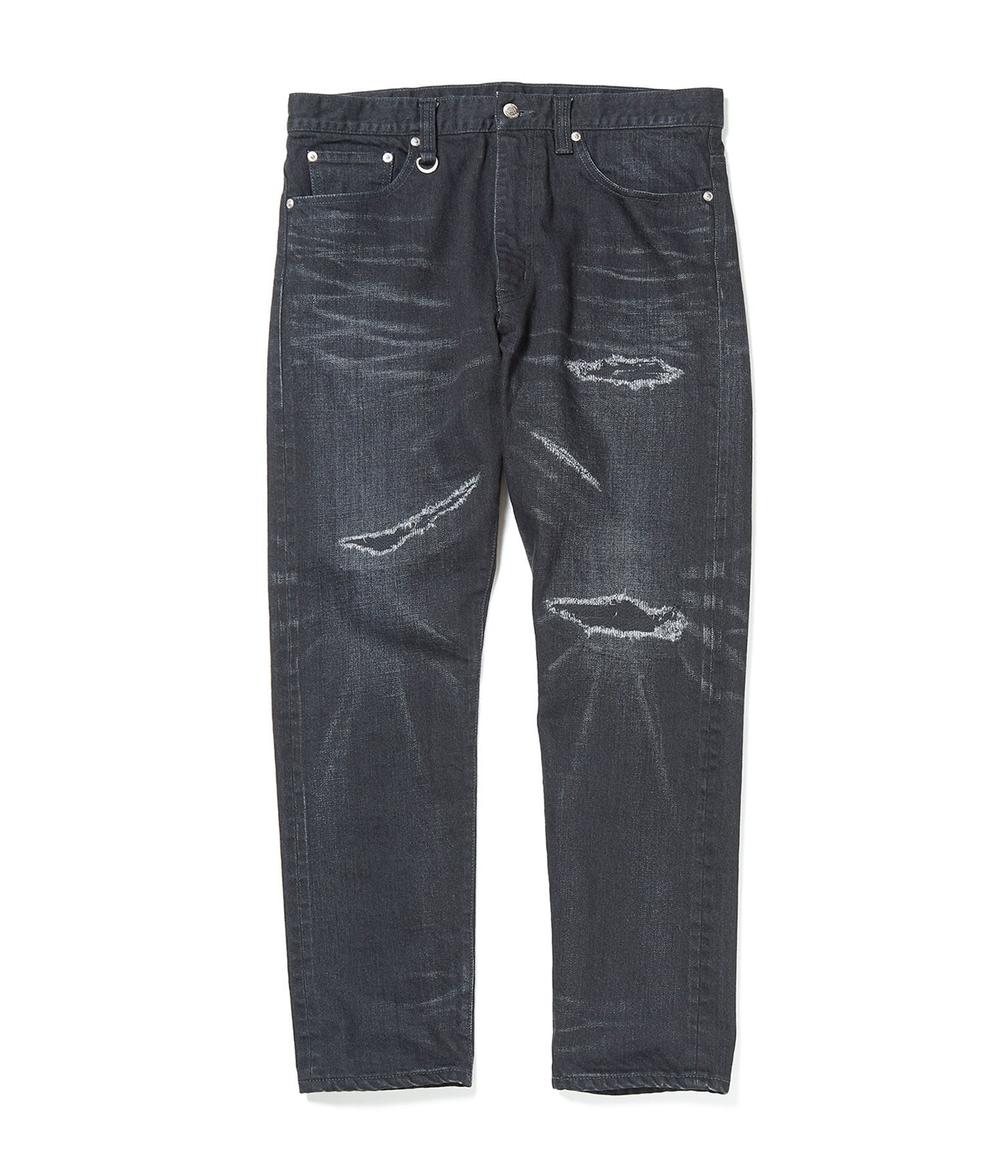 DAMAGED DENIM TAPERED PANTS | uniform experiment