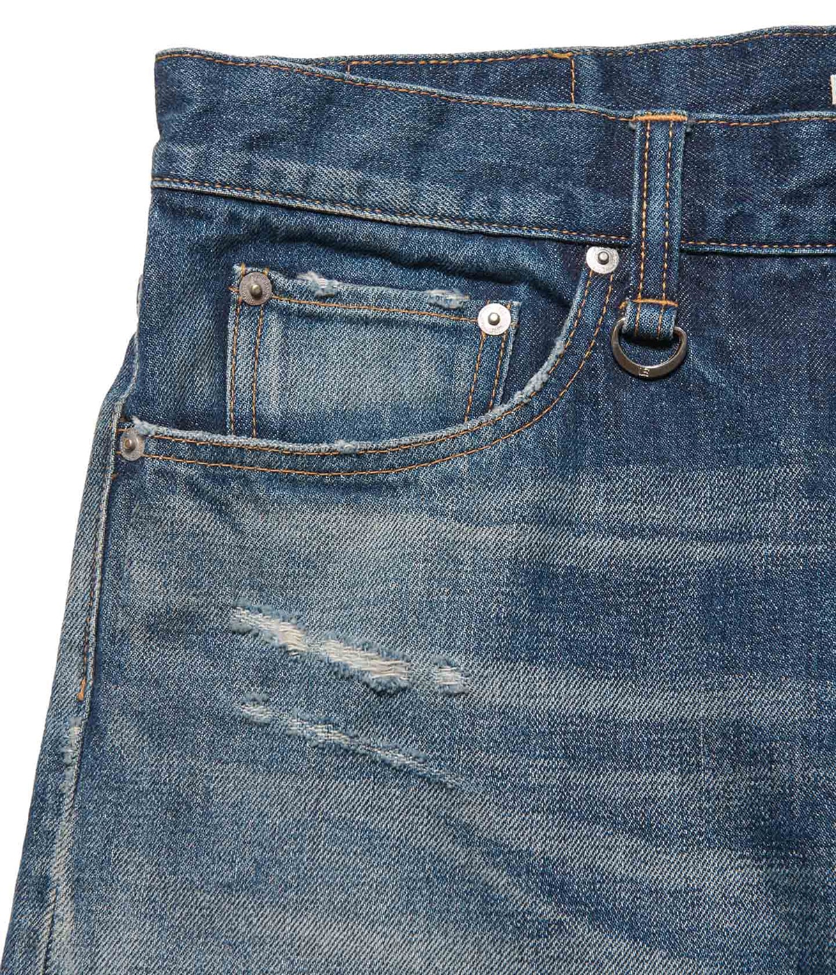 DAMAGED DENIM TAPERED-FIT JEANS | uniform experiment(ユニフォーム