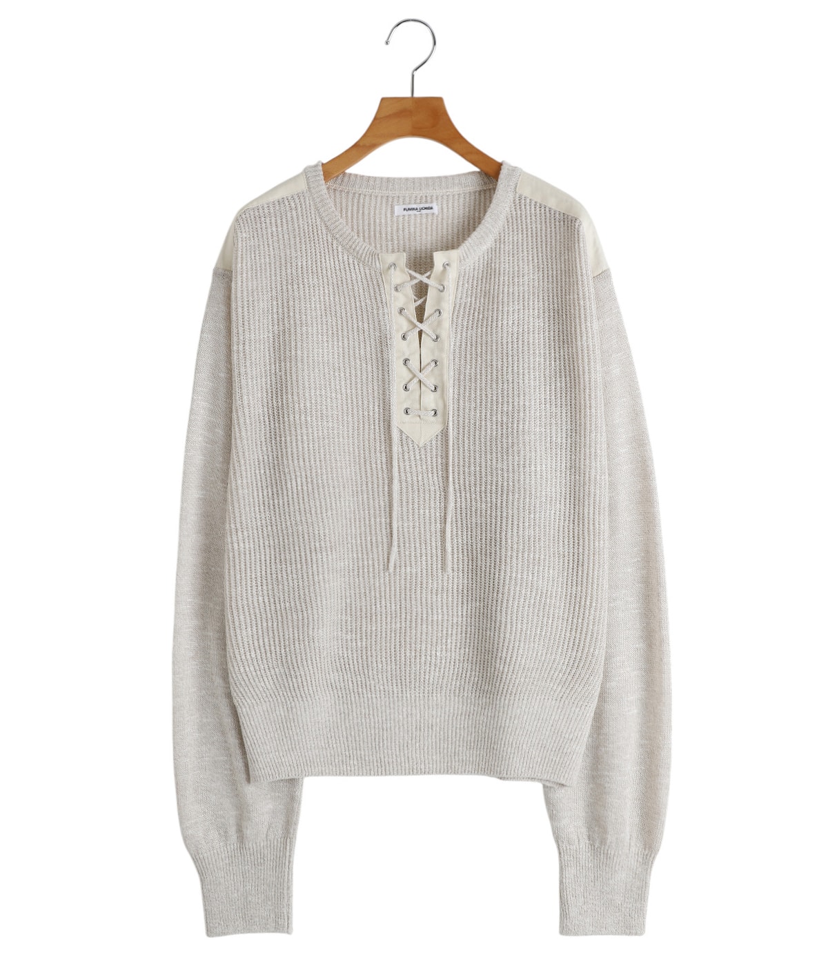 LAVITA ラヴィータ　ポンチョ　カシミヤ羊毛混サイズ大きめ XL レディース】KNITTED LINEN LACE-UP LONG SLEEVE