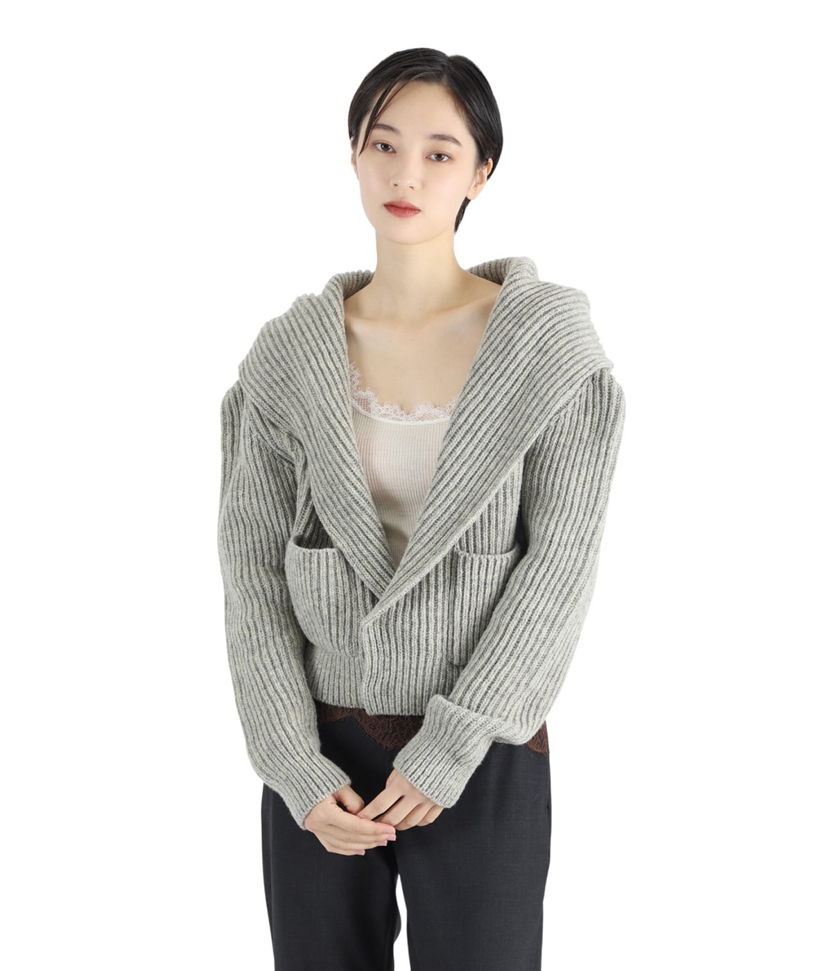 fumika uchida フミカウチダハンドニットカーディガン36 未使用▽FUMIKA UCHIDA フミカ ウチダ 21AW FU-O-KT010 Mix Shetland