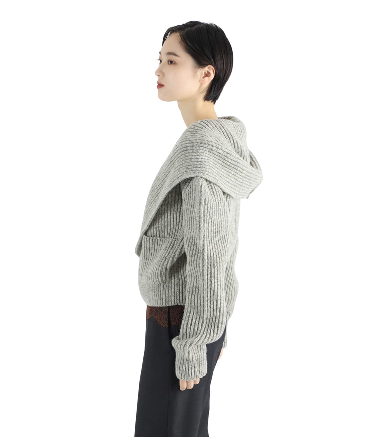 レディース】SHETLAND RIB STITCH HOODED CARDIGAN | FUMIKA_UCHIDA