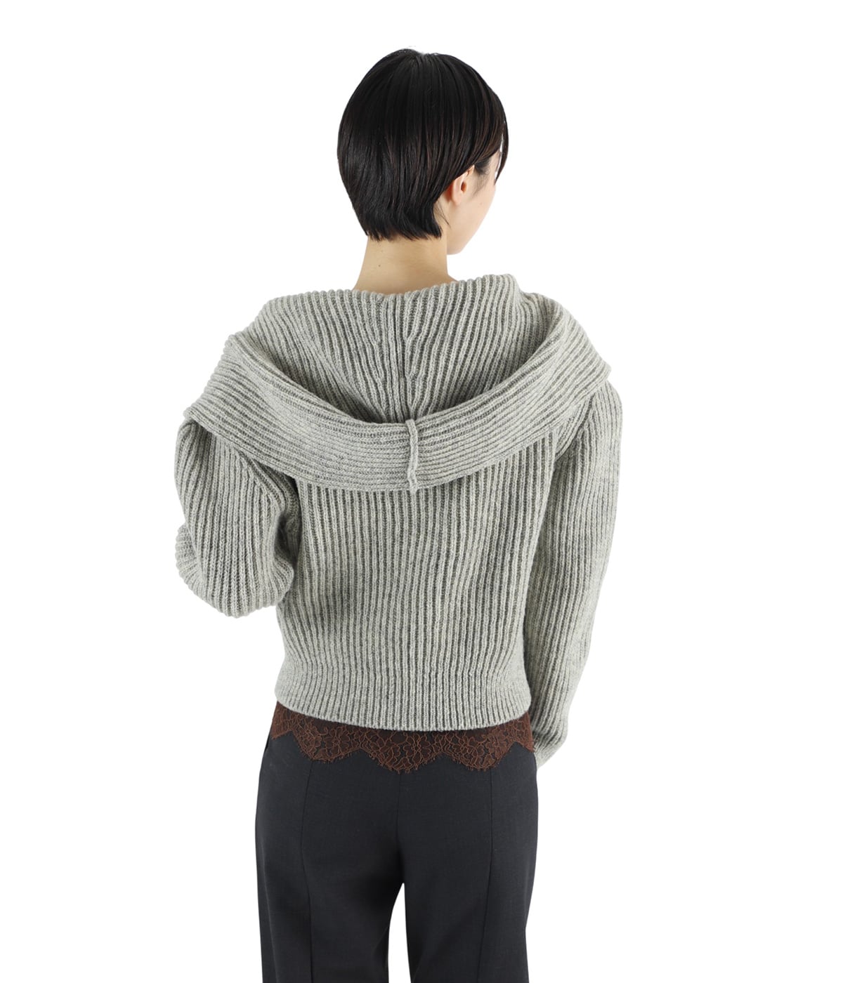 レディース】SHETLAND RIB STITCH HOODED CARDIGAN | FUMIKA_UCHIDA