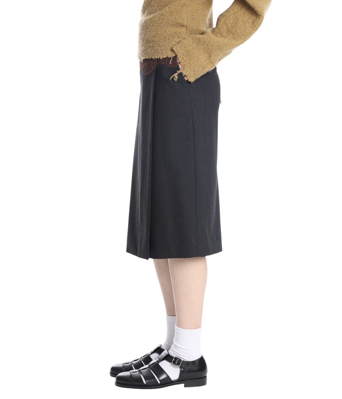 レディース】SUITING LACE WAIST MIDI SKIRT | FUMIKA_UCHIDA(フミカ