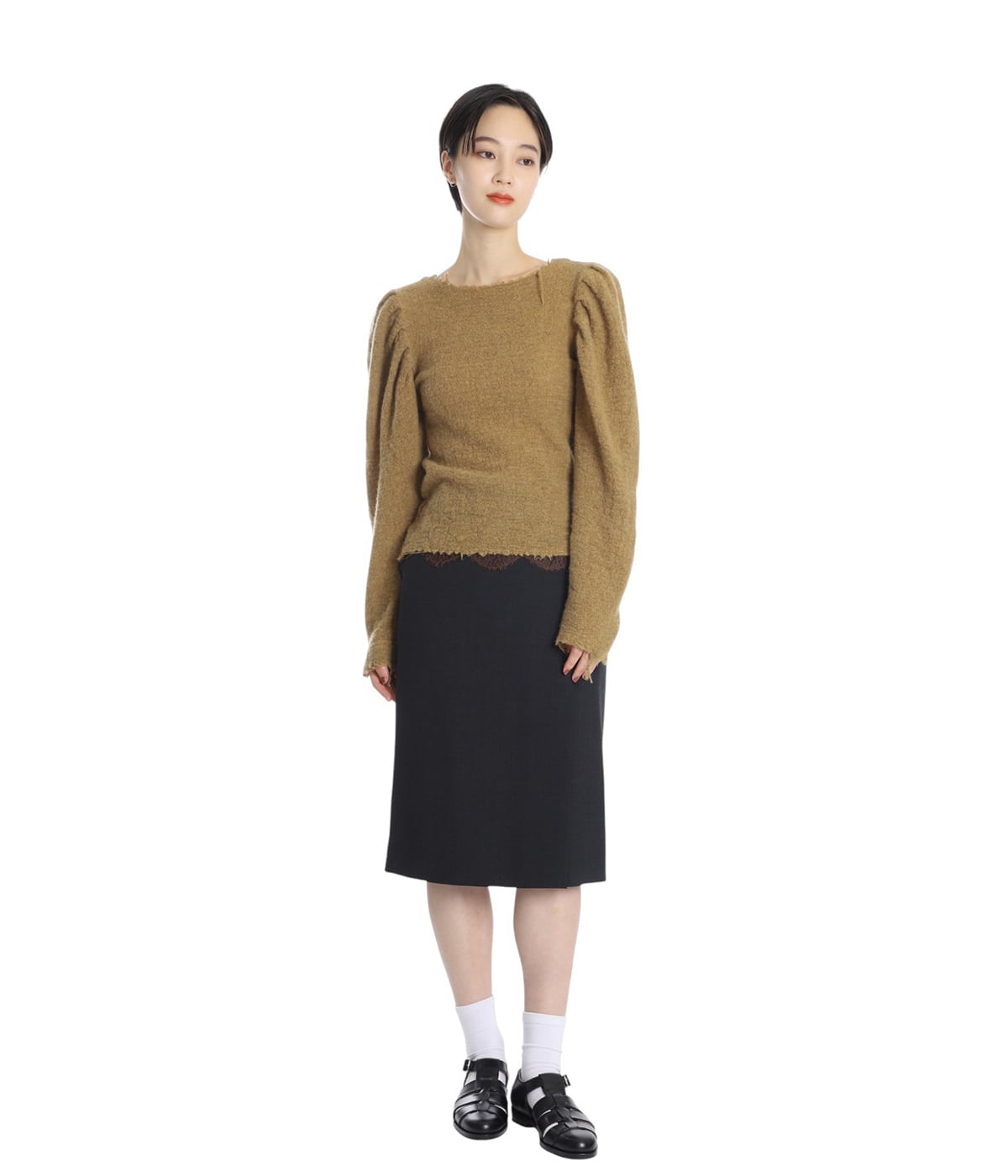 レディース】SUITING LACE WAIST MIDI SKIRT | FUMIKA_UCHIDA(フミカ