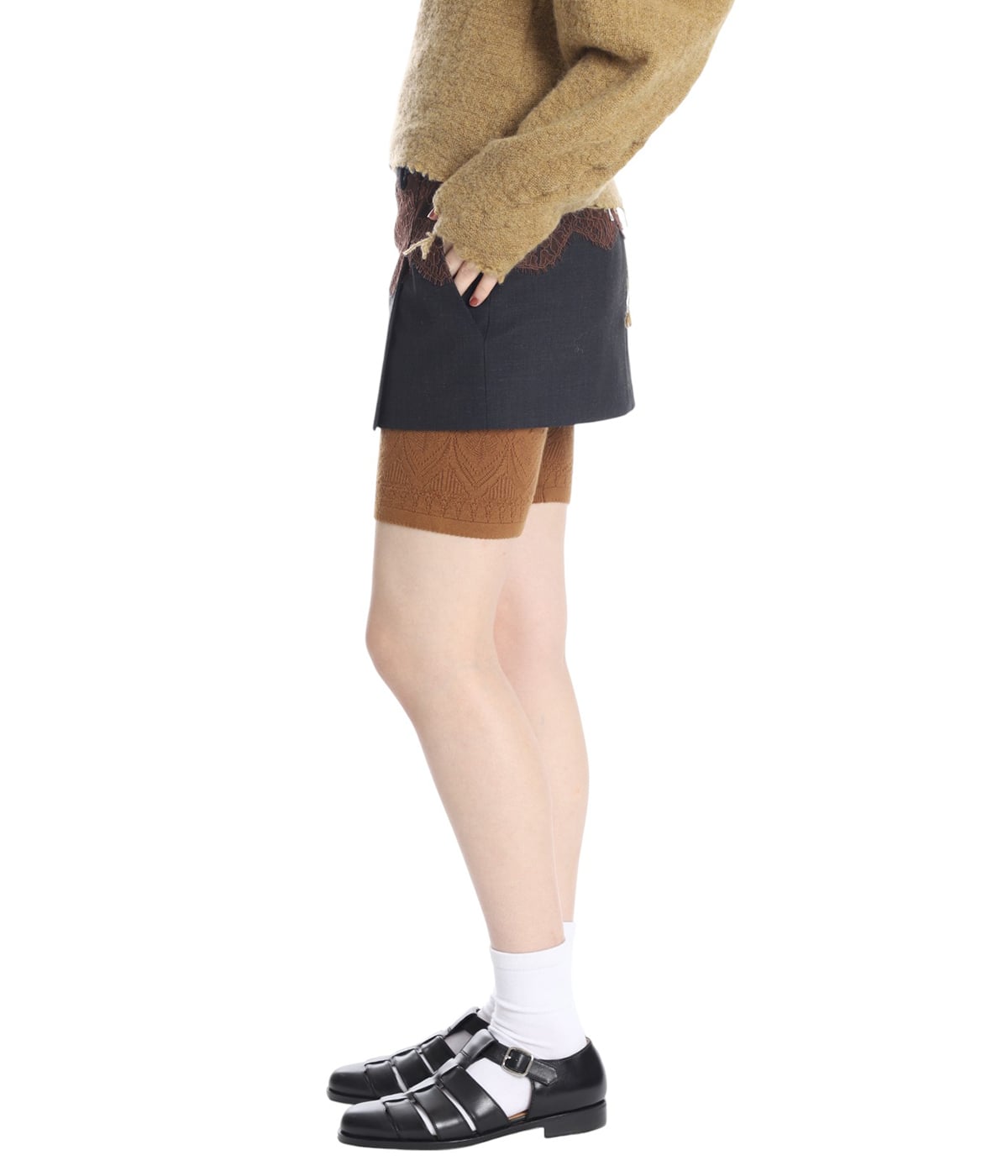 レディース】SUITING LACE WAIST MINI SKIRT | FUMIKA_UCHIDA(フミカ