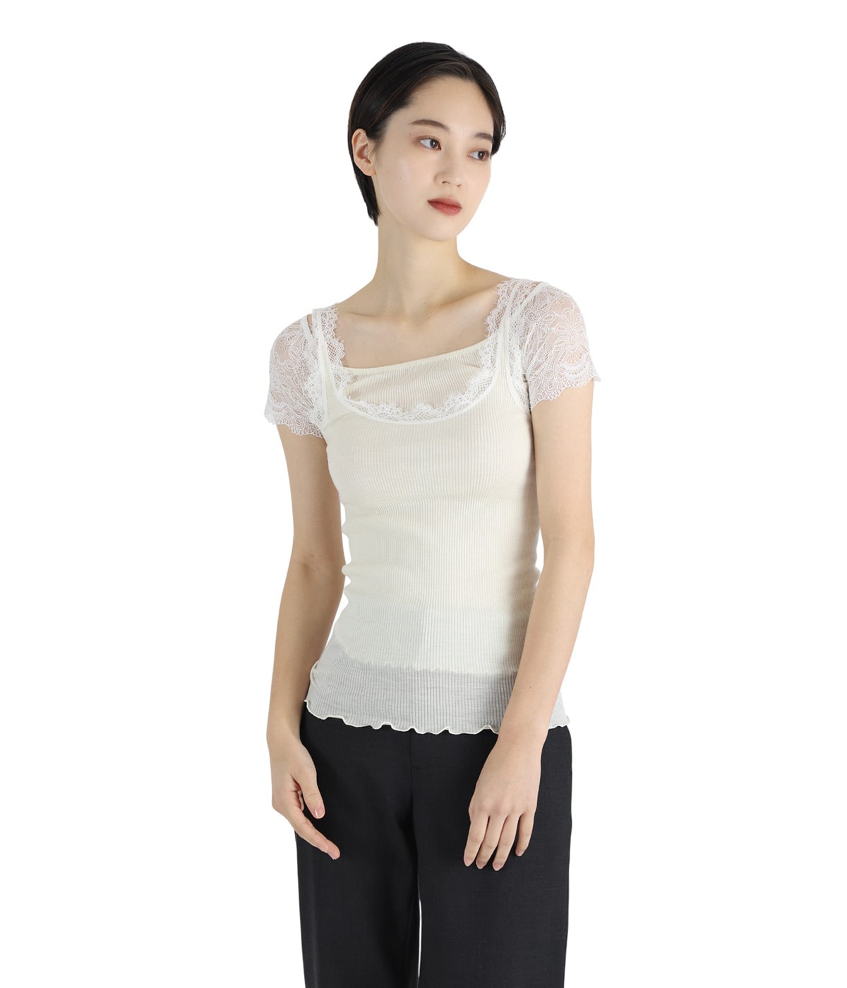 フミカウチダ・キャミソール FUMIKA UCHIDA： SHADOW PLAID CAMISOLE - GREY PLAID - ORANN ONLINE SHOP