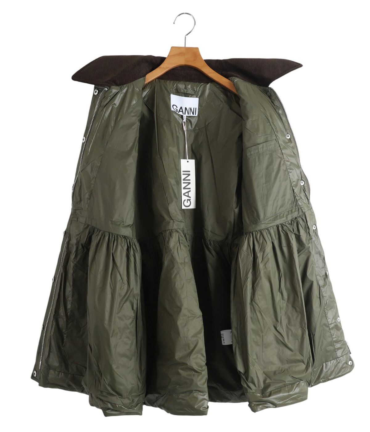 レディース】Shiny Quilt Midi Jacket w. Flare | GANNI(ガニー